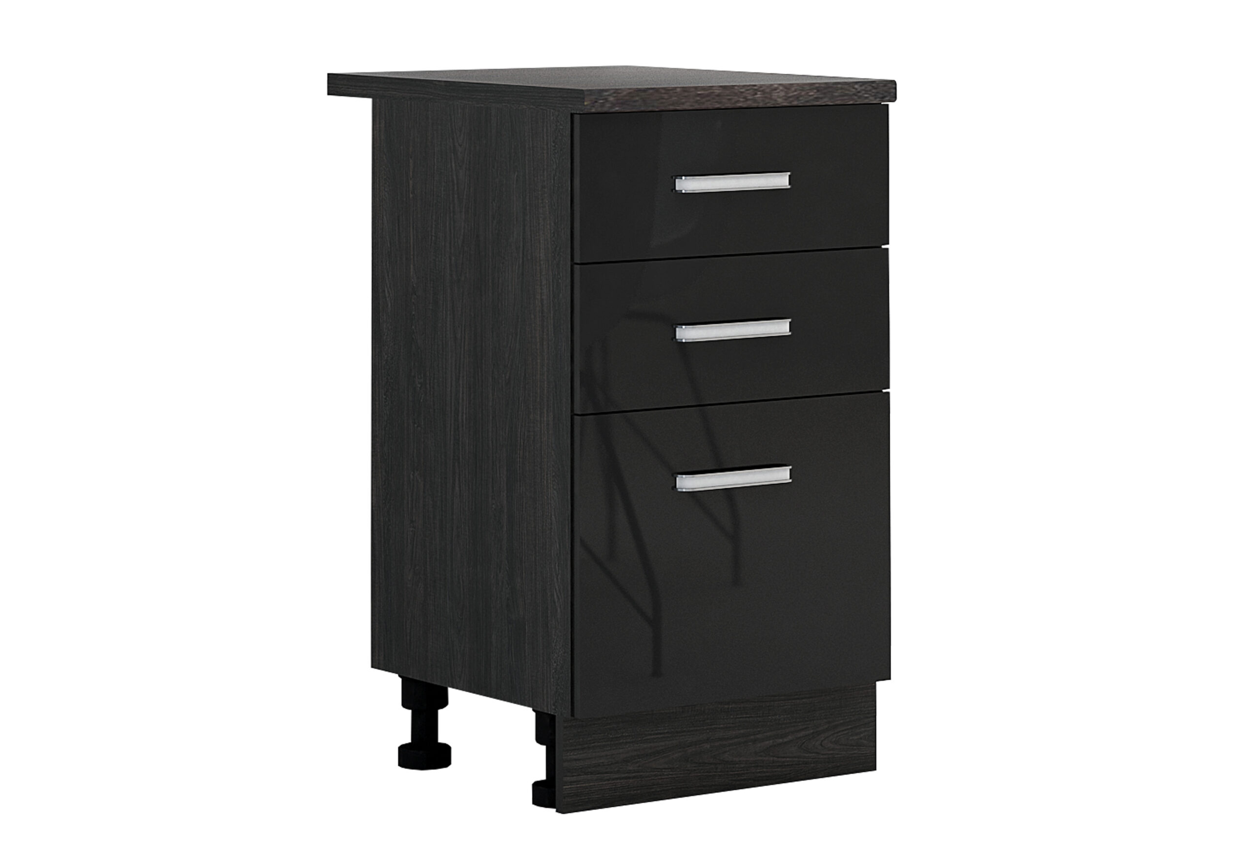 Corp inferior Elinor B77, 50x87, negru lucios/ stejar carbon