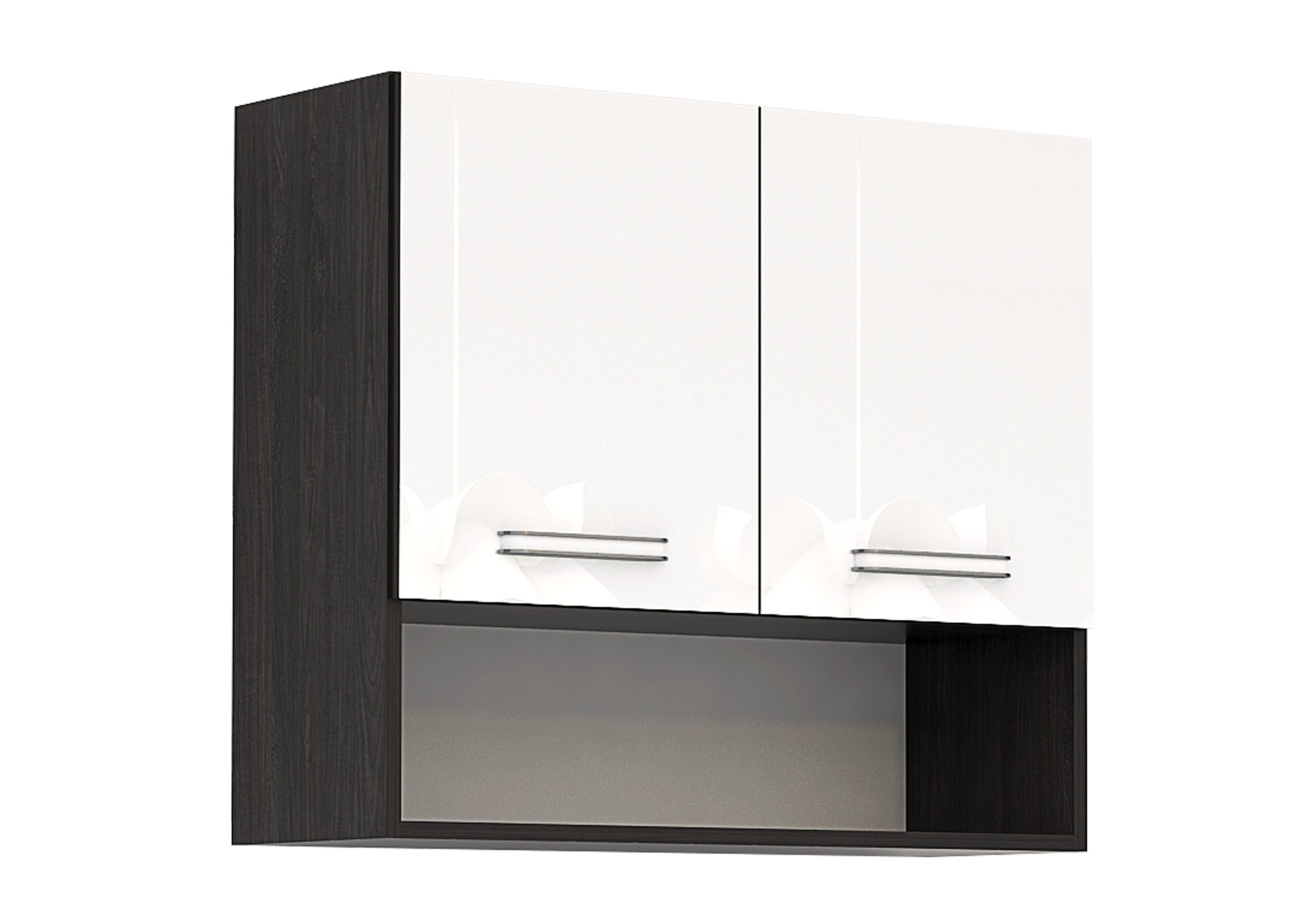 Corp superior 2 usi si nisa Elinor G15, 80x70, alb lucios/stejar carbon