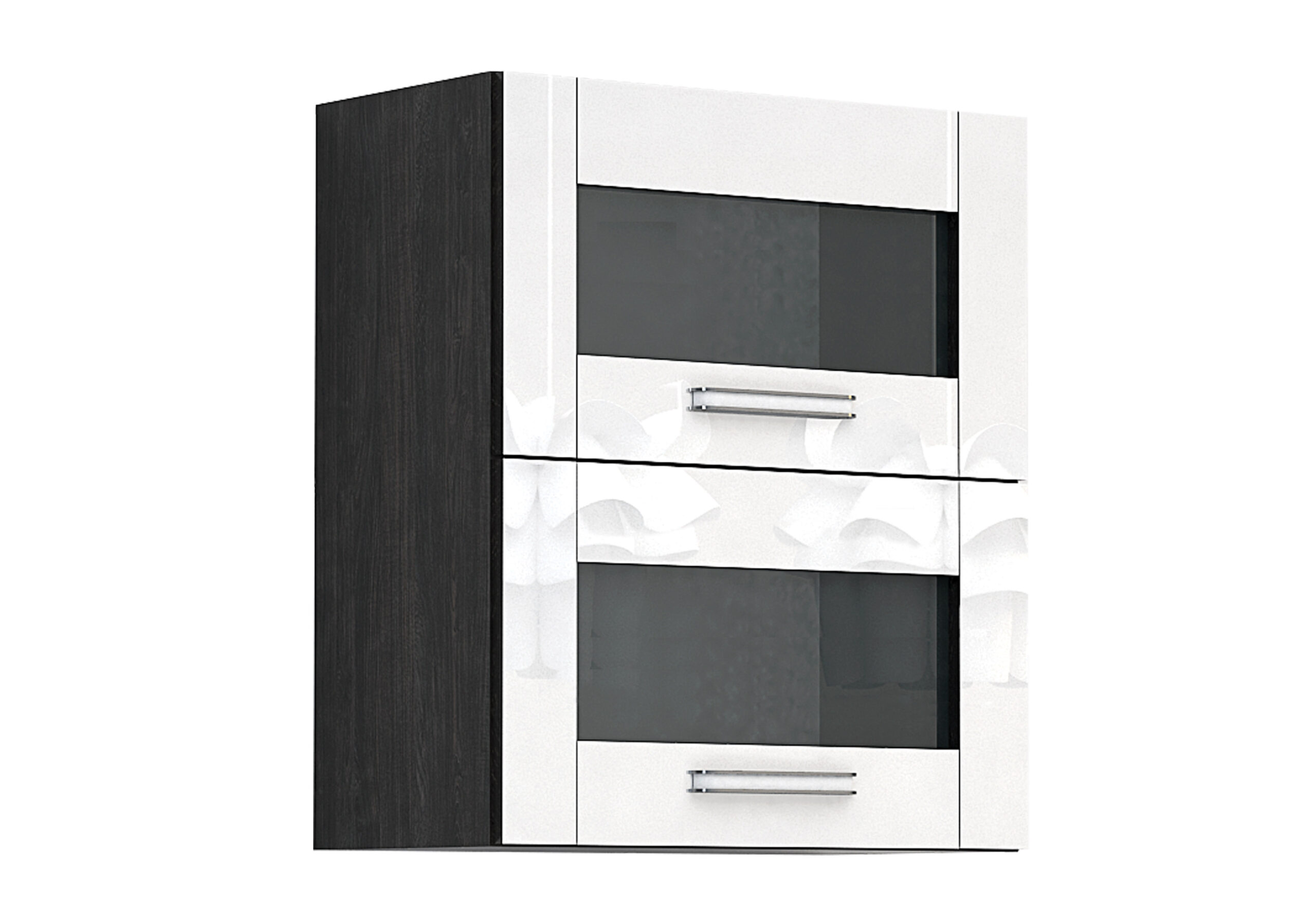 Corp superior vitrina Elinor G36, 60x70, alb lucios/stejar carbon