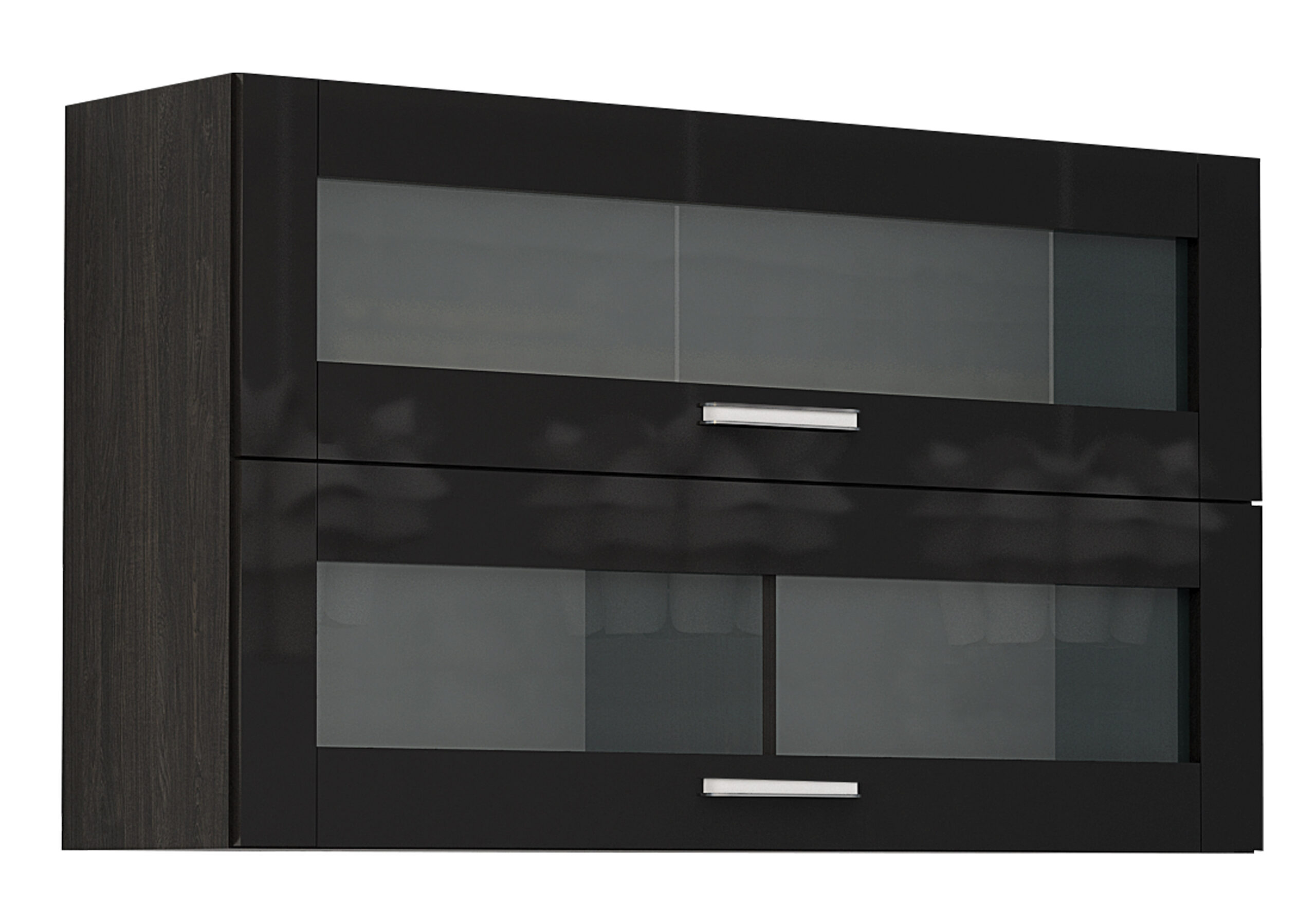 Corp superior vitrina Elinor G39, 120x70, negru lucios/stejar carbon