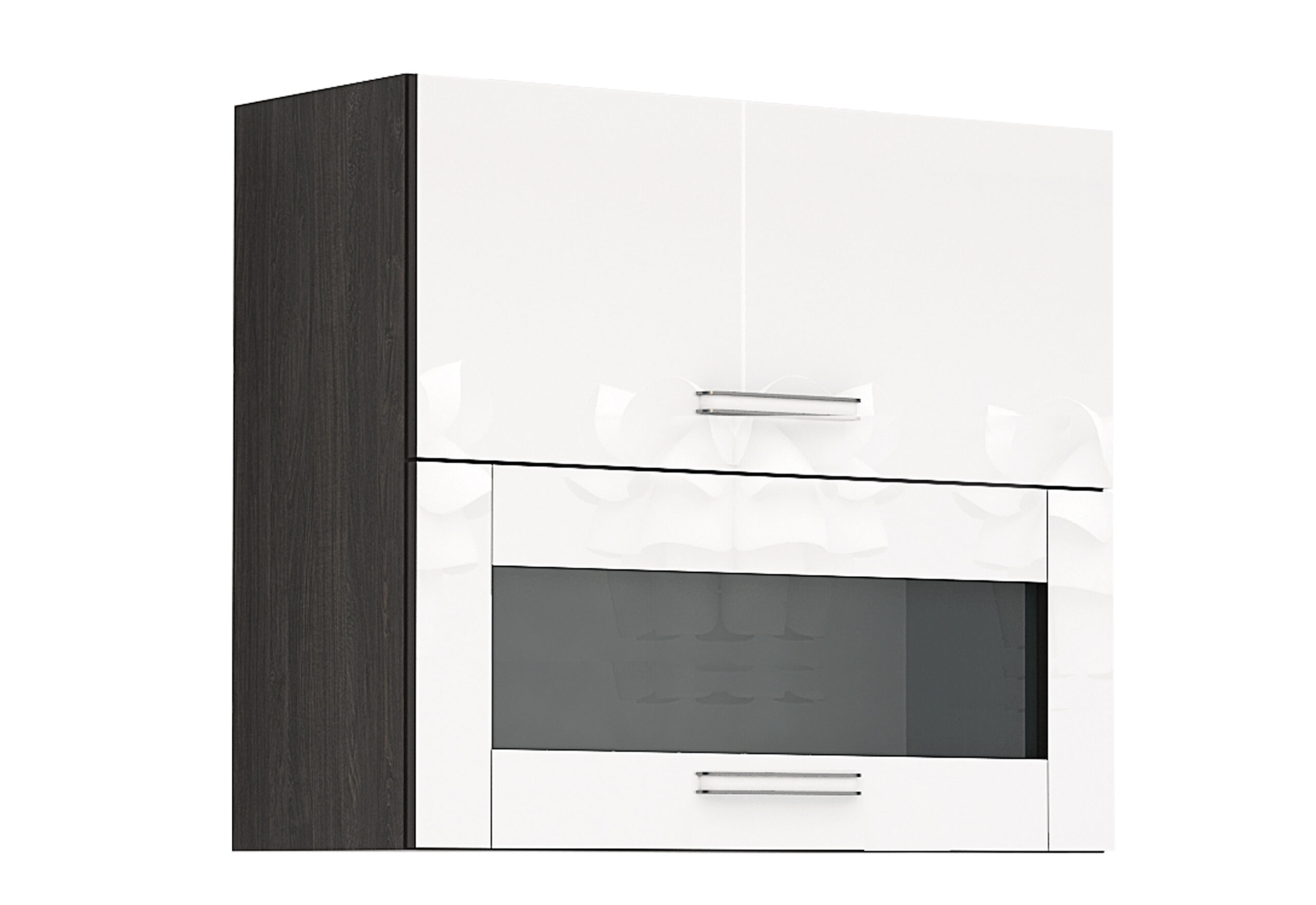 Corp superior vitrina Elinor G41, 80x70, alb lucios/stejar carbon