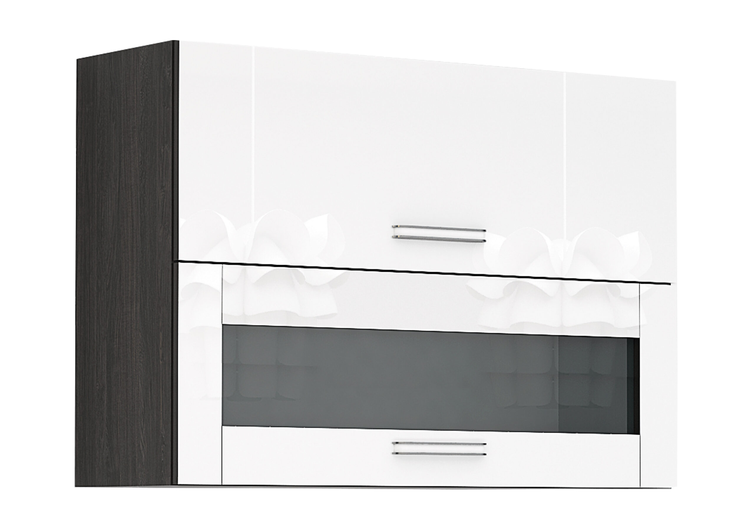 Corp superior vitrina Elinor G42, 100x70, alb lucios/stejar carbon