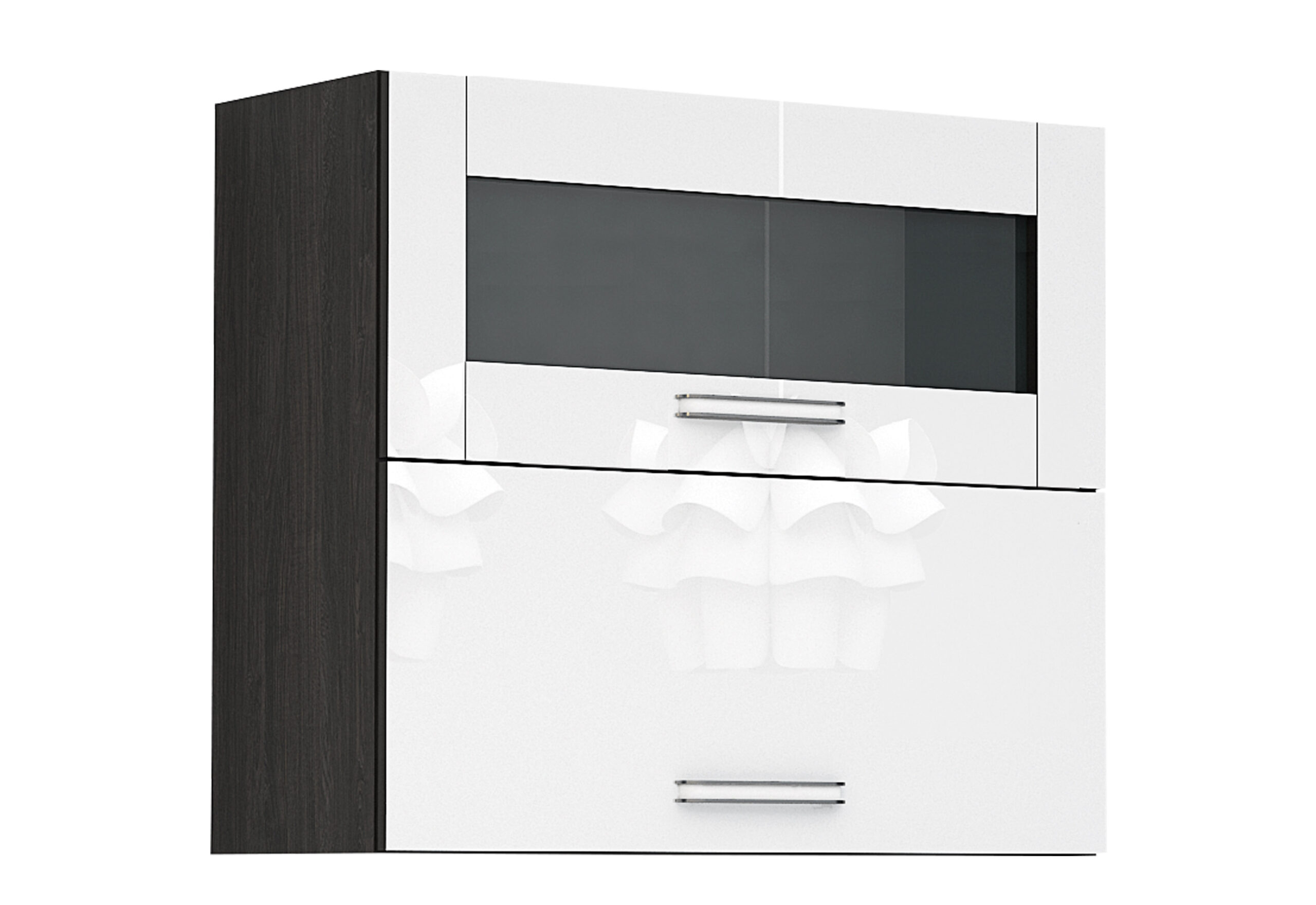 Corp superior vitrina Elinor G45, 80x70, alb lucios/stejar carbon