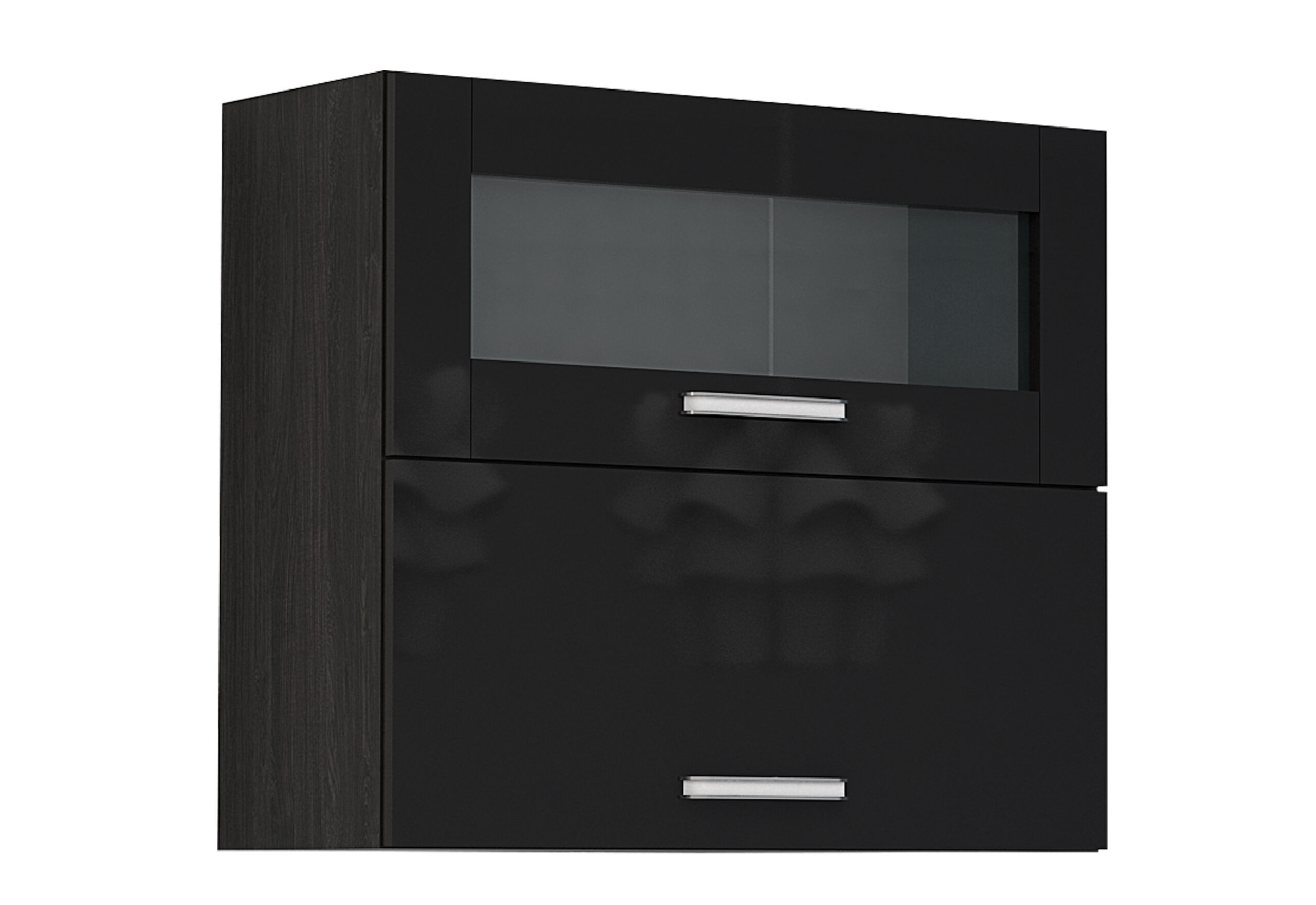 Corp superior vitrina Elinor G45, 80x70, negru lucios/stejar carbon