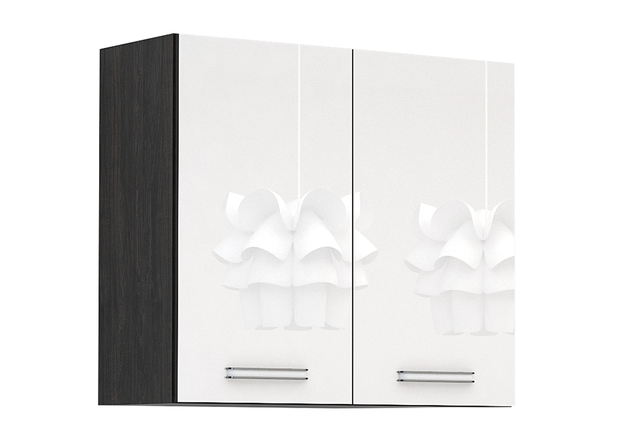 Corp superior 2 usi si scurgator Elinor G52, 80x70, alb lucios/ stejar carbon