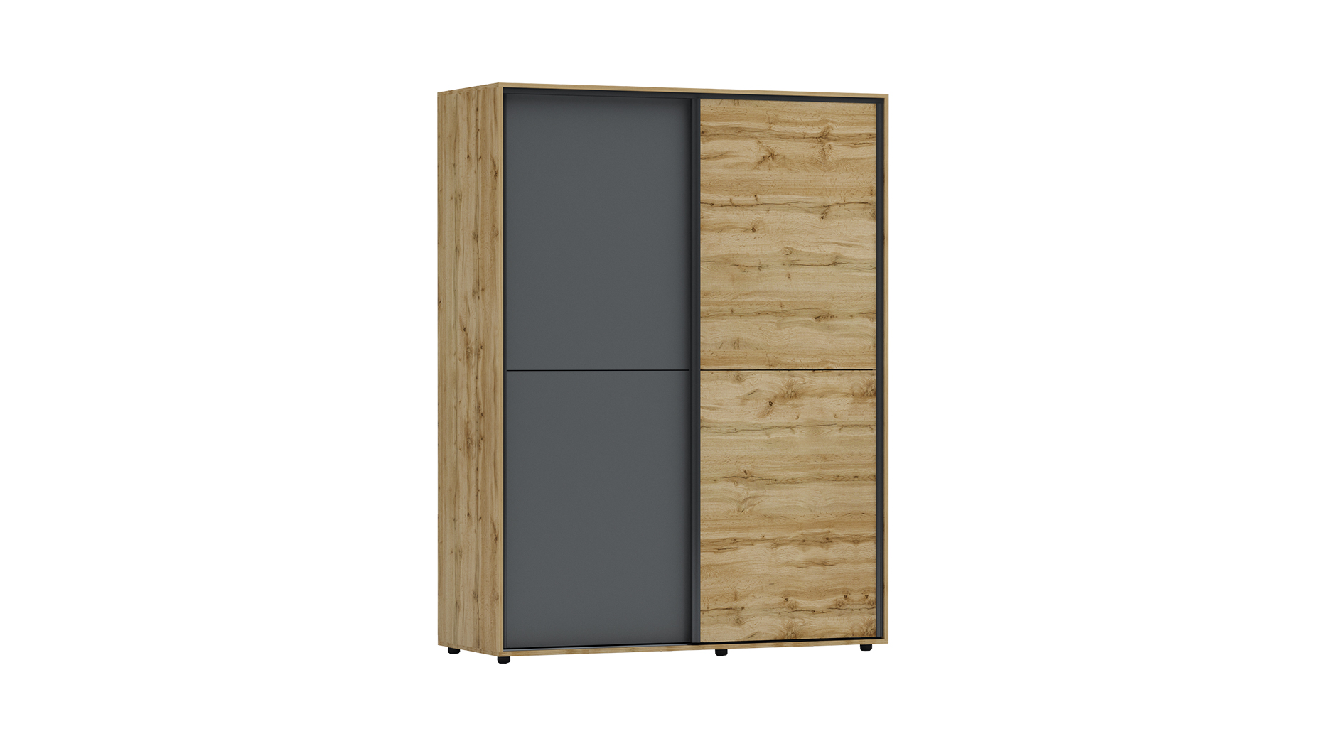 Dressing Apolo 4, usi glisante, 150x59x200, stejar wotan/ antracit