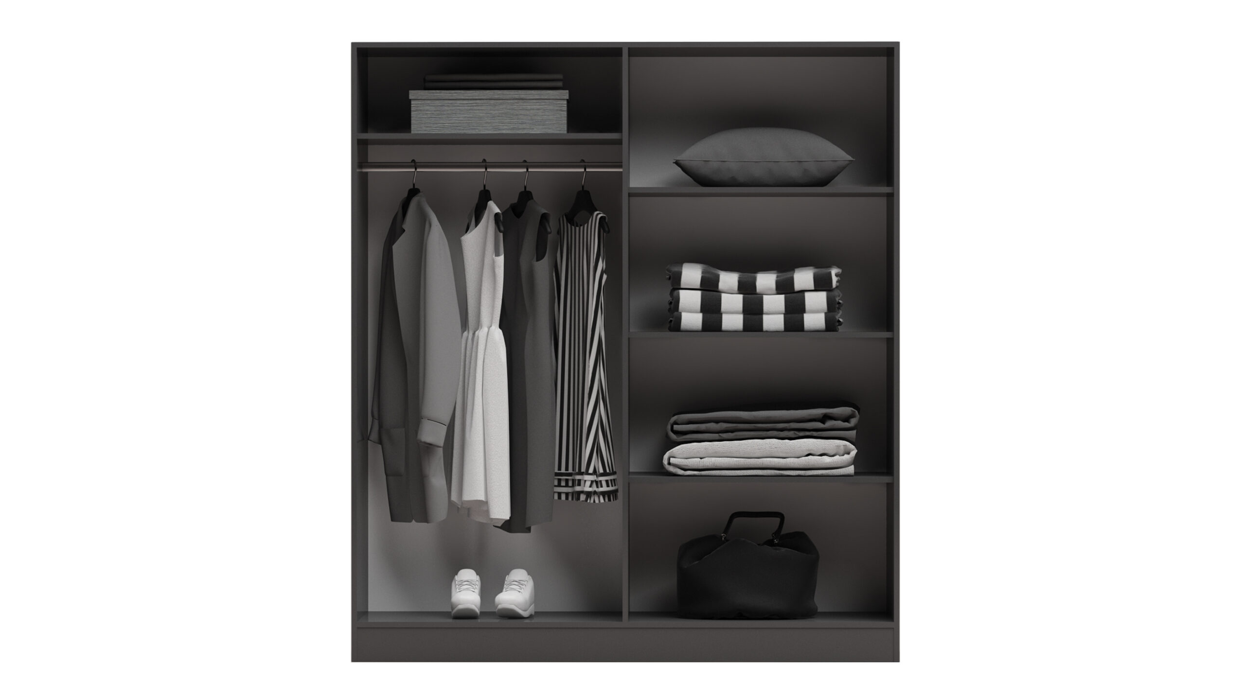 Dulap Apolo 6, 4 usi, 160x52x181, stejar wotan/ antracit - imagine 2