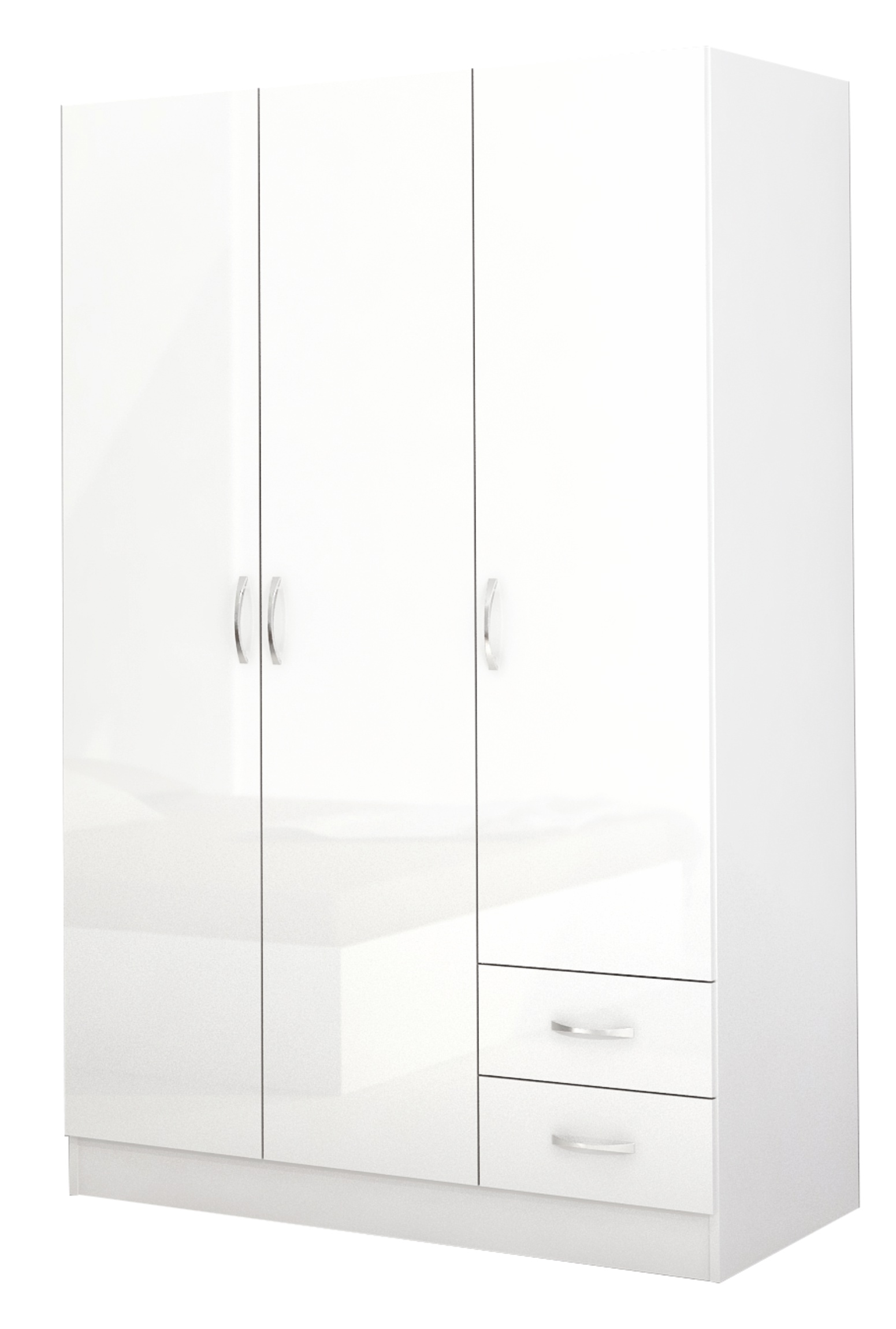 Dulap Apolo 2, 3 usi si 2 sertare, 120x52x181, alb lucios