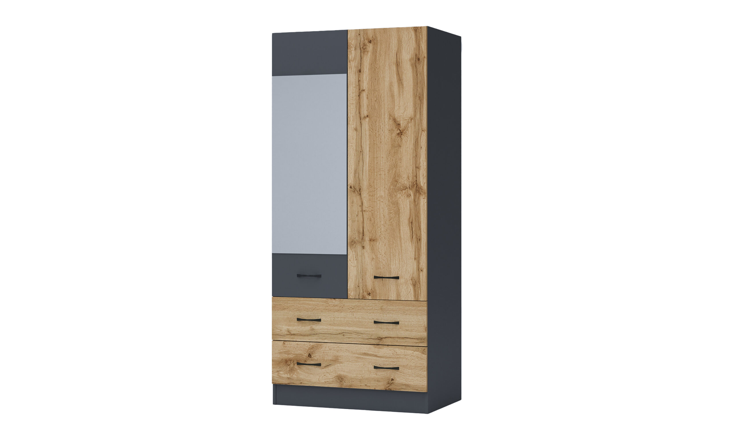 Dulap Apolo 10, 2 usi si 2 sertare, 80x52x181, stejar wotan/ antracit