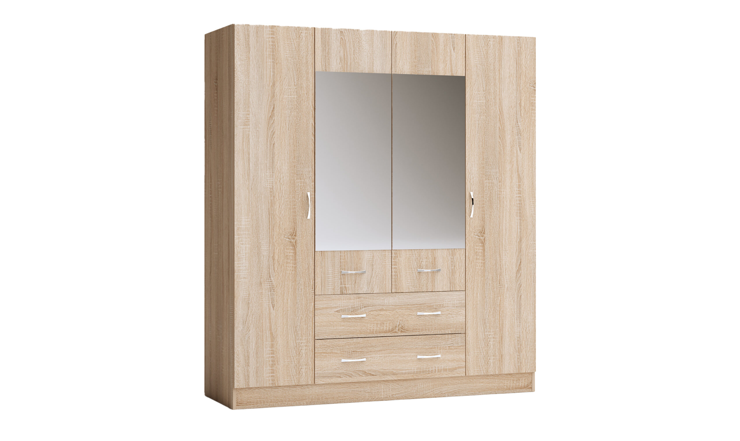 Dulap Apolo 9, 160x52x181, 4 usi, 2 sertare, stejar sonoma