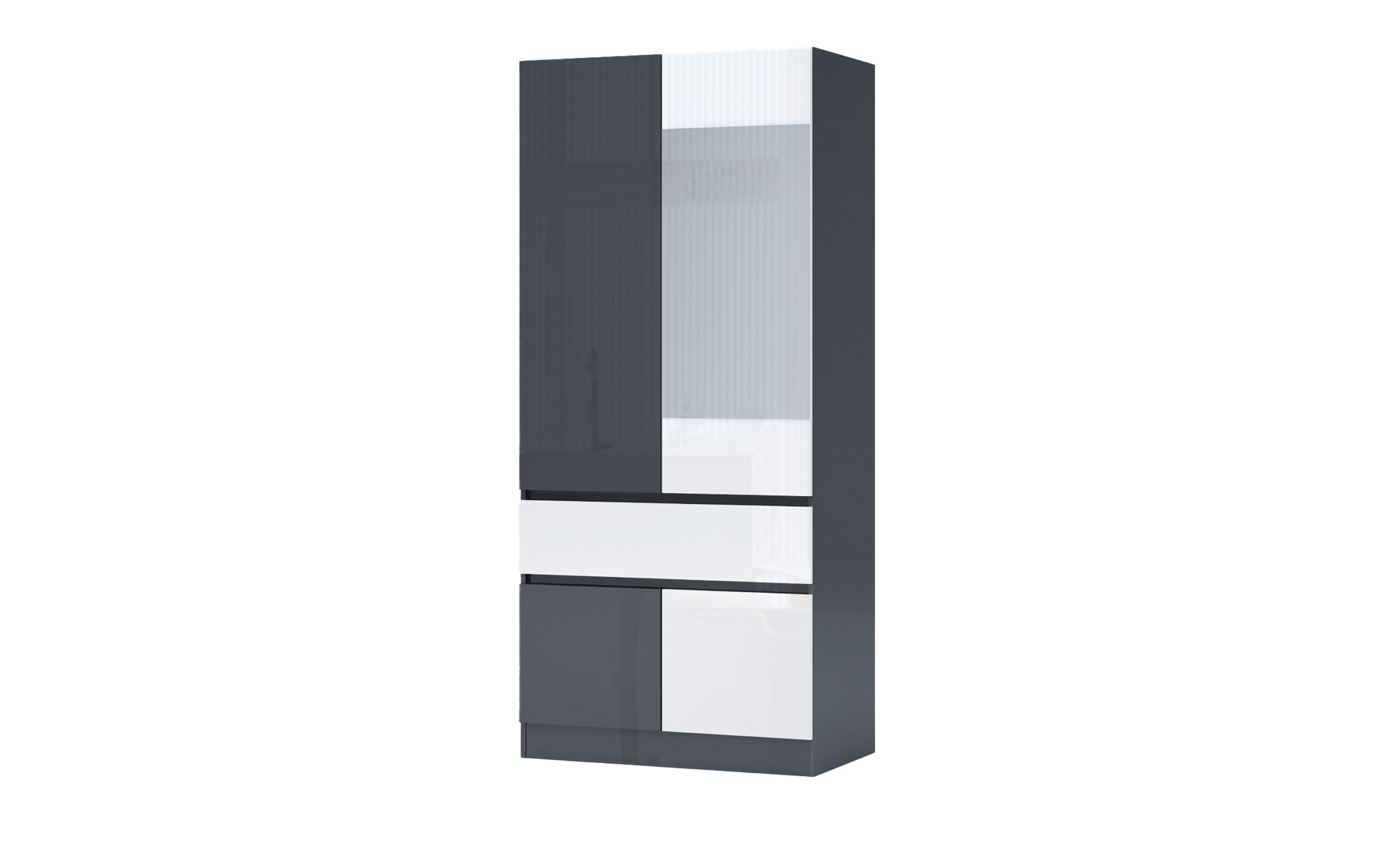 Dulap cu 2 usi Leo 2, 90x52x200, antracit lucios/ alb lucios