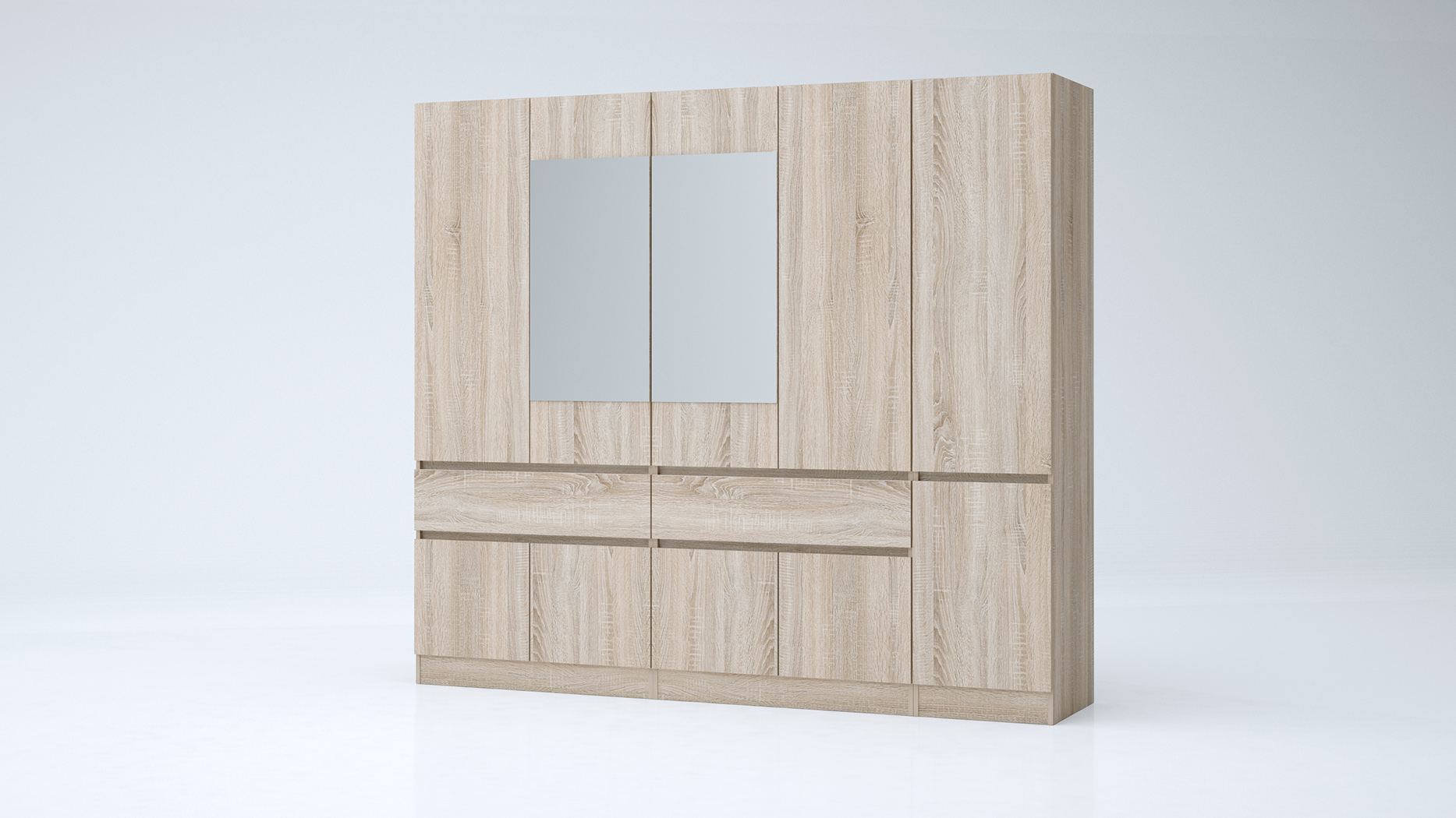 Dulap cu 5 usi Leo 5, 225x52x200, stejar sonoma