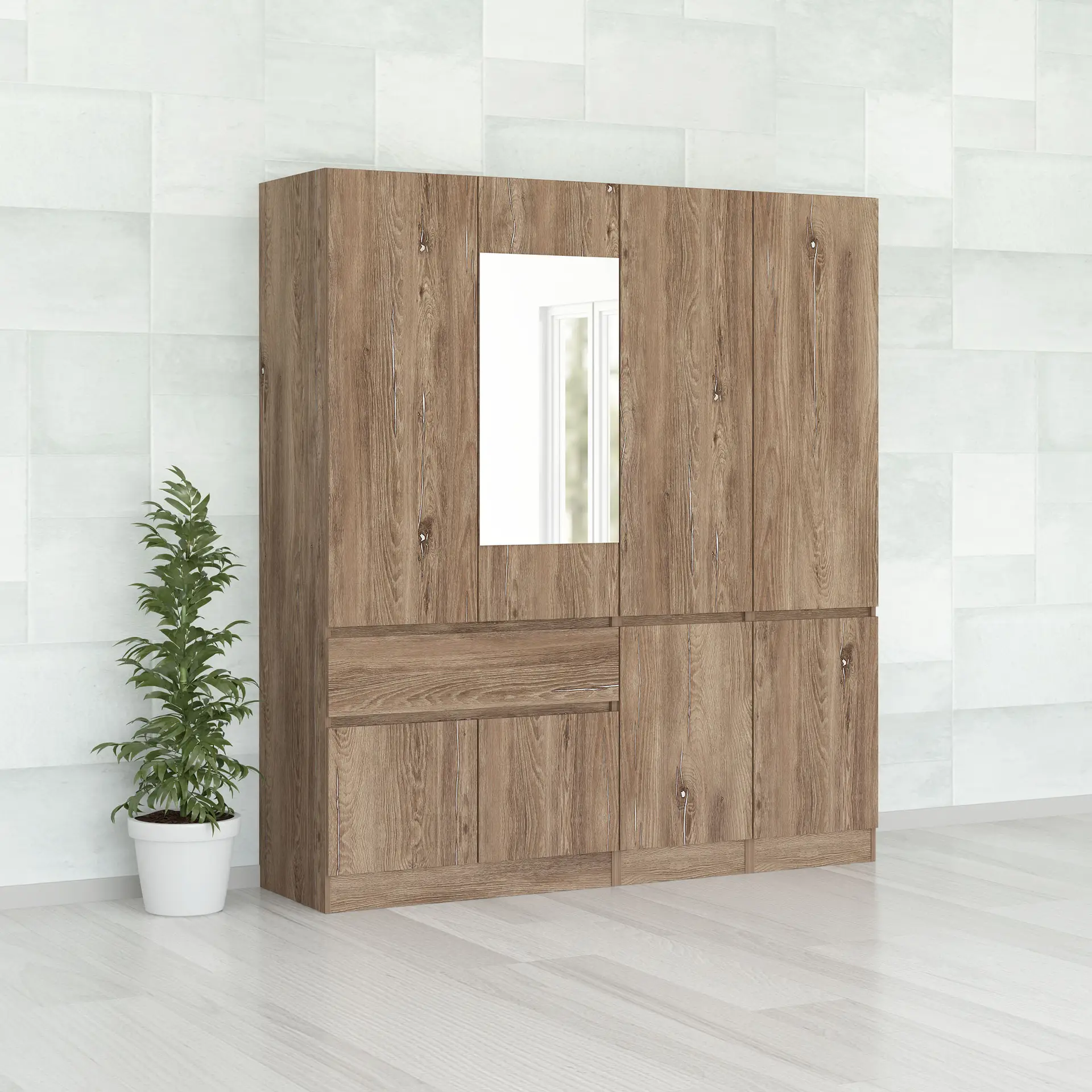 Dulap Leo 4, 2a, 180x52x200, brown silverjack