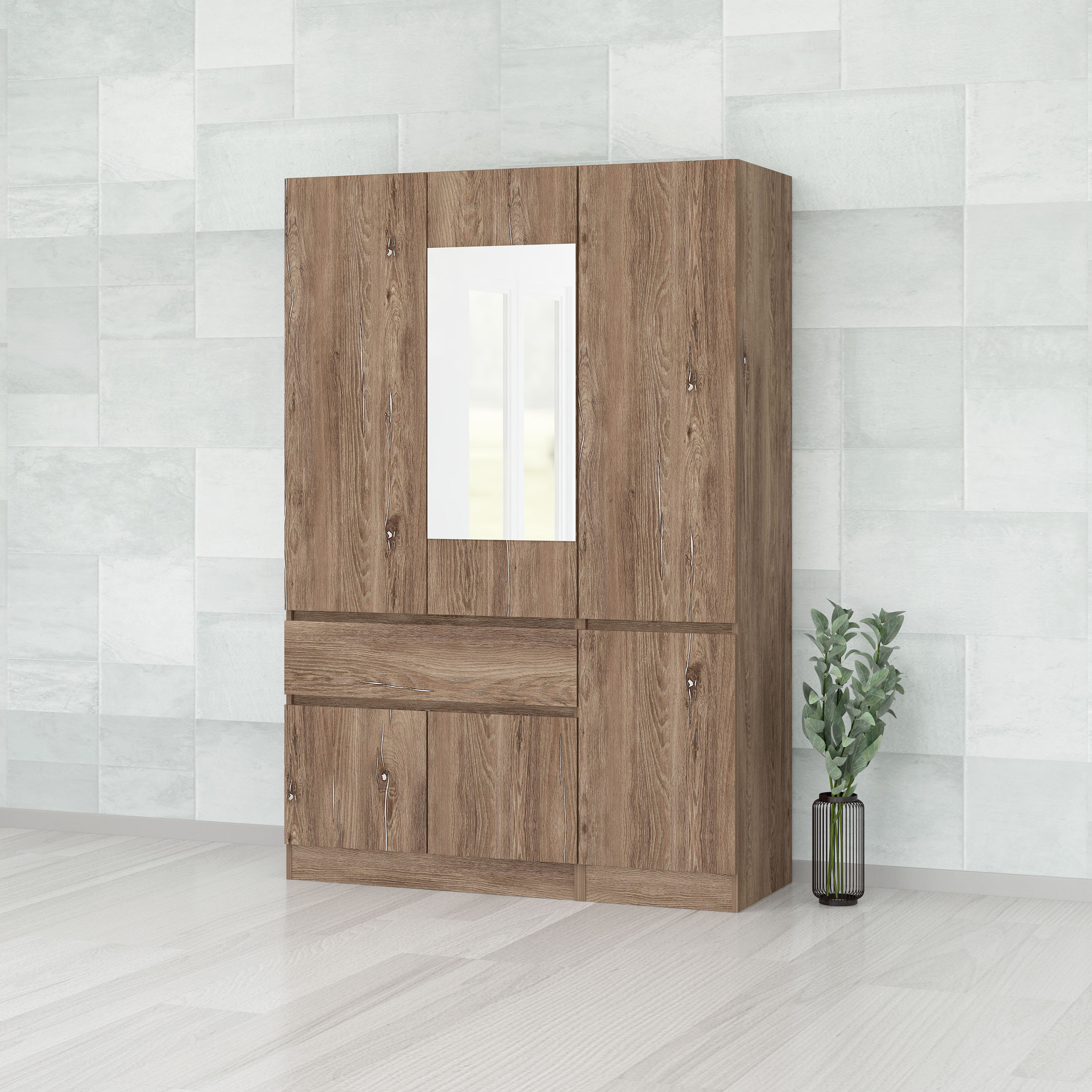 Dulap Leo 3, 135x52x200, 3 usi, brown silverjack