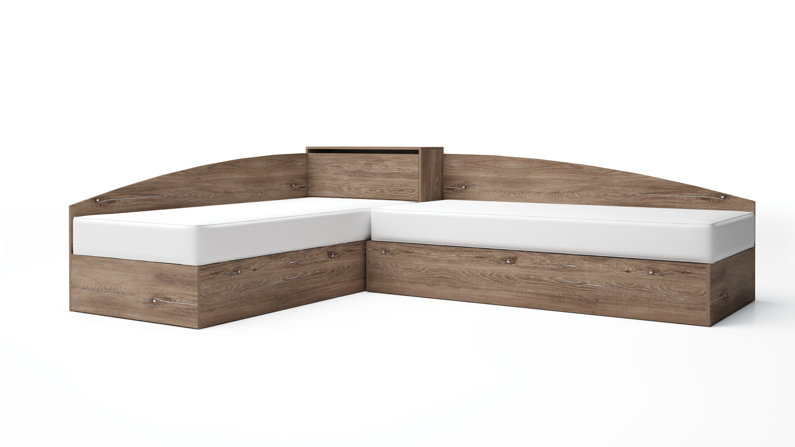 Paturi de colt Leo 107, 90x200, lada de depozitare, brown silverjack