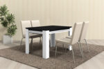 Masa extensibila Elada, 120(160)x80x74, alb/ negru