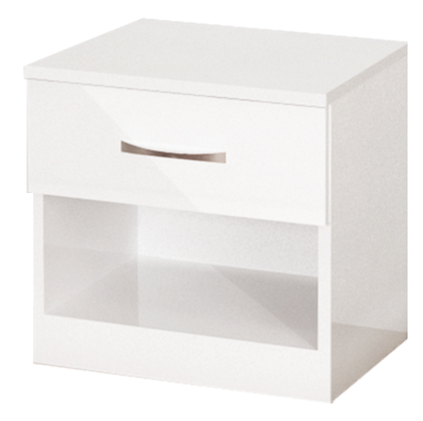 Noptiera Apolo 1, 1 sertar, 40x36x40, alb lucios