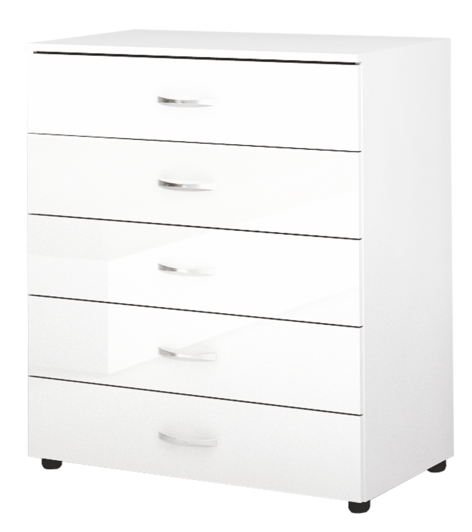 Comoda Apolo 3, 5 sertare, 80x43x91, alb lucios