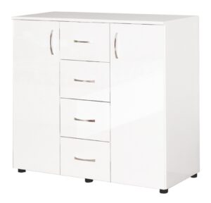 Comoda Apolo 4, 100x43x91, alb lucios