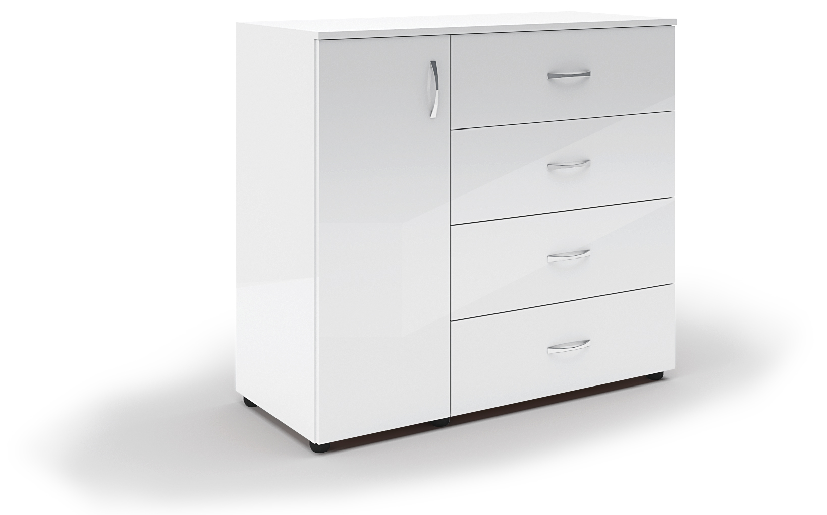 Comoda Apolo 7, 100x43x91, alb lucios
