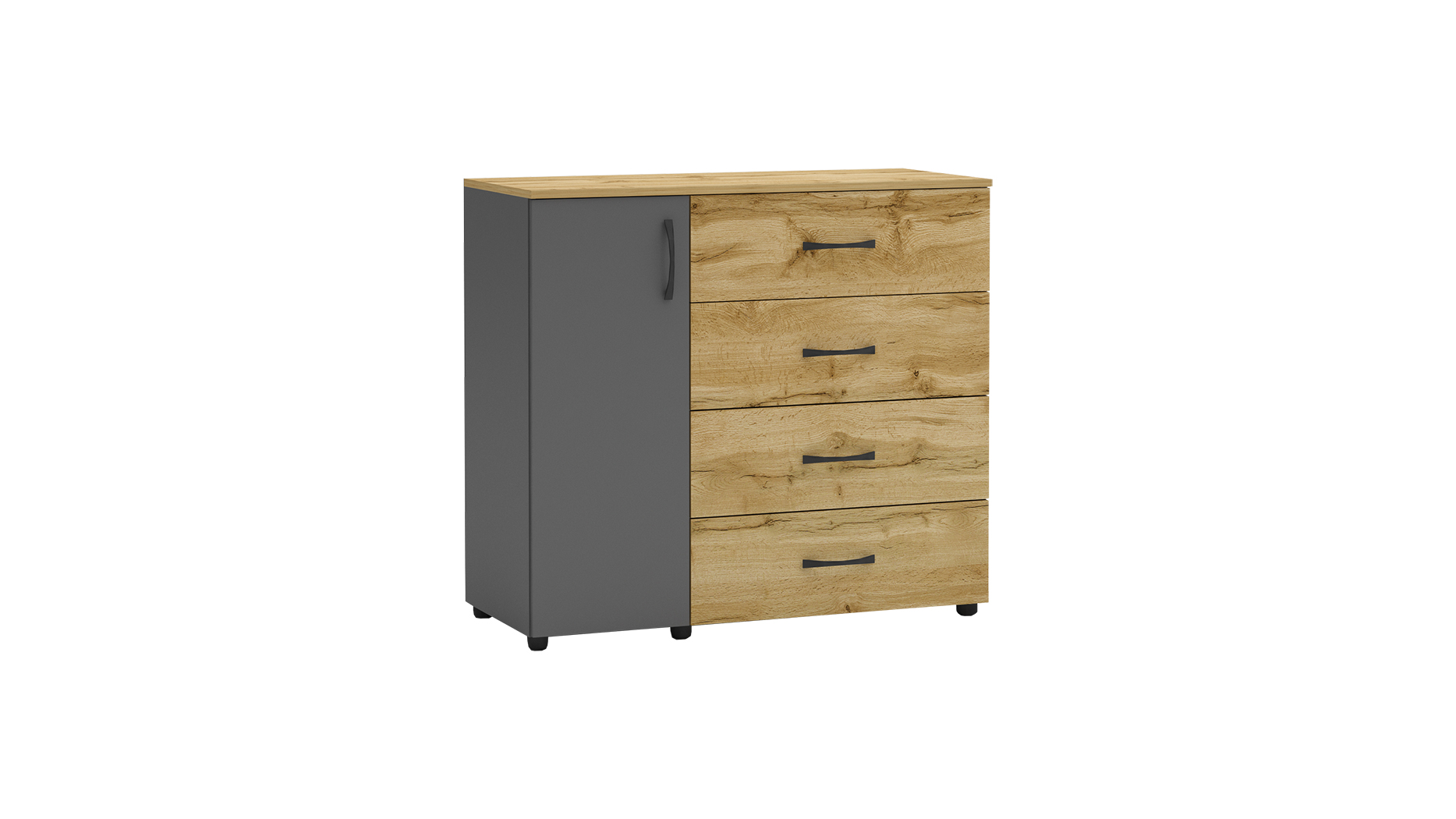 Comoda Apolo 7, 100x43x91, stejar wotan/ antracit