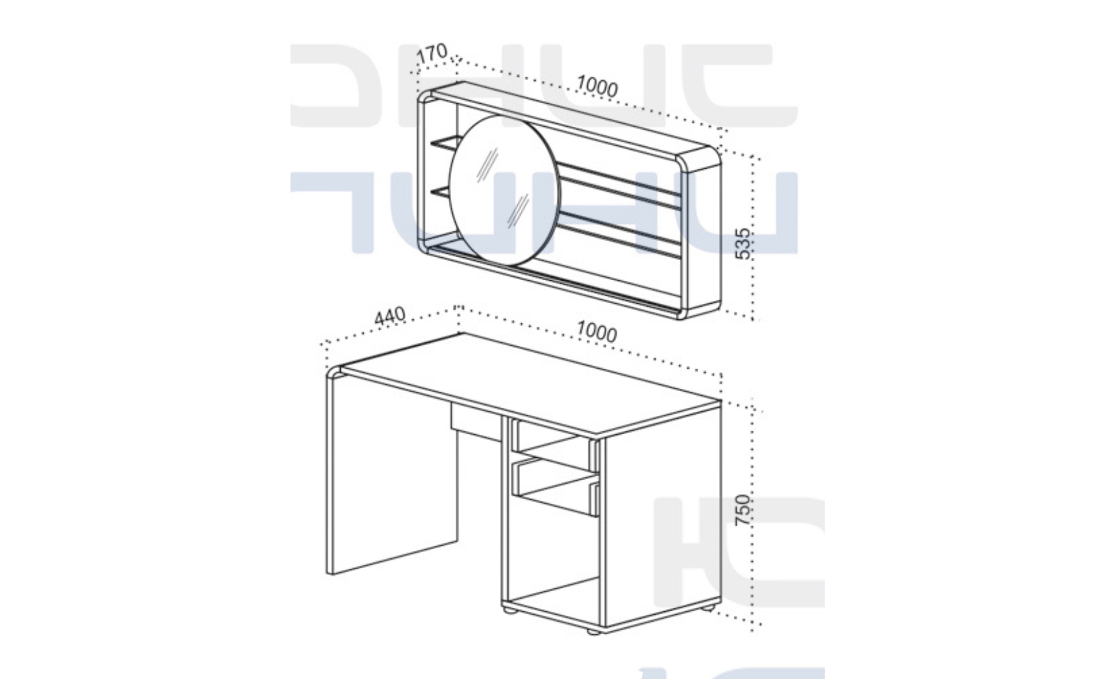 Comoda Ares, 100x44x75, maro/alb lucios - imagine 2