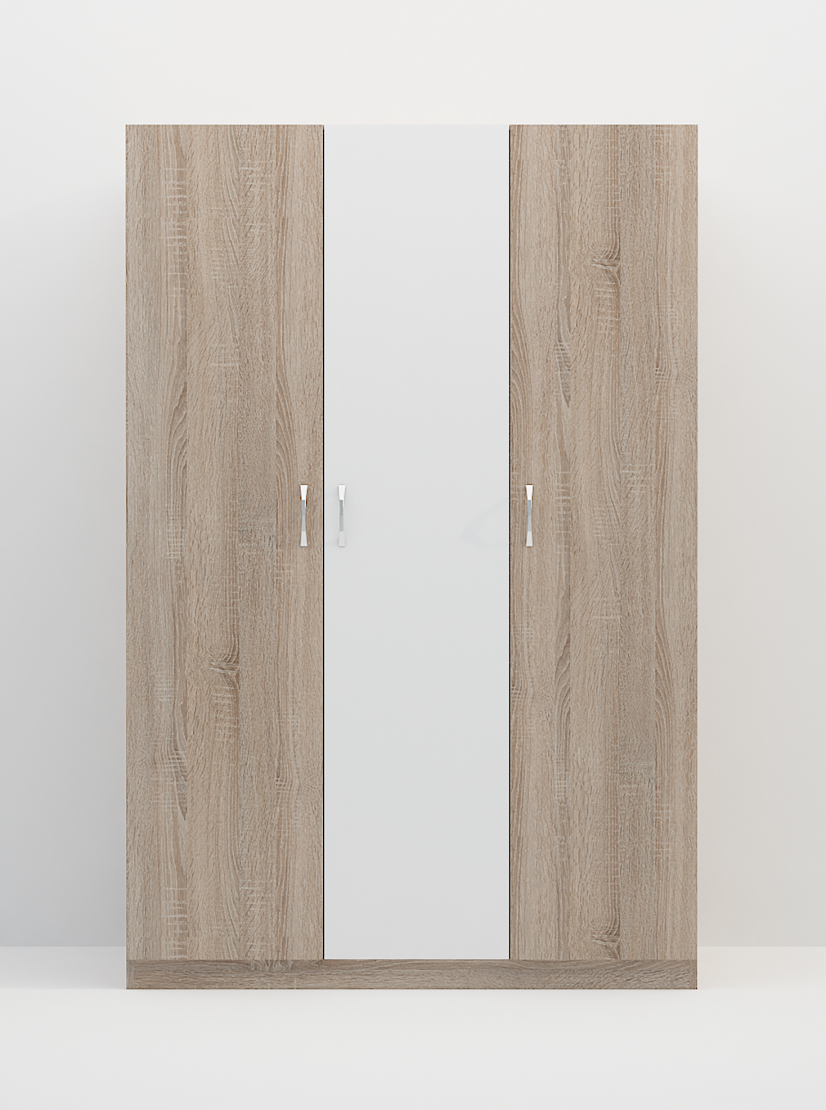 Dulap cu 3 usi Andreea, 120x52x181, stejar sonoma/ alb lucios