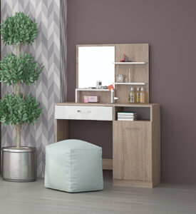 Masa de toaleta Andreea, 99x38x133, stejar sonoma/ alb lucios