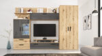 Living Aurora, 280x190, stejar / MDF antracit lucios