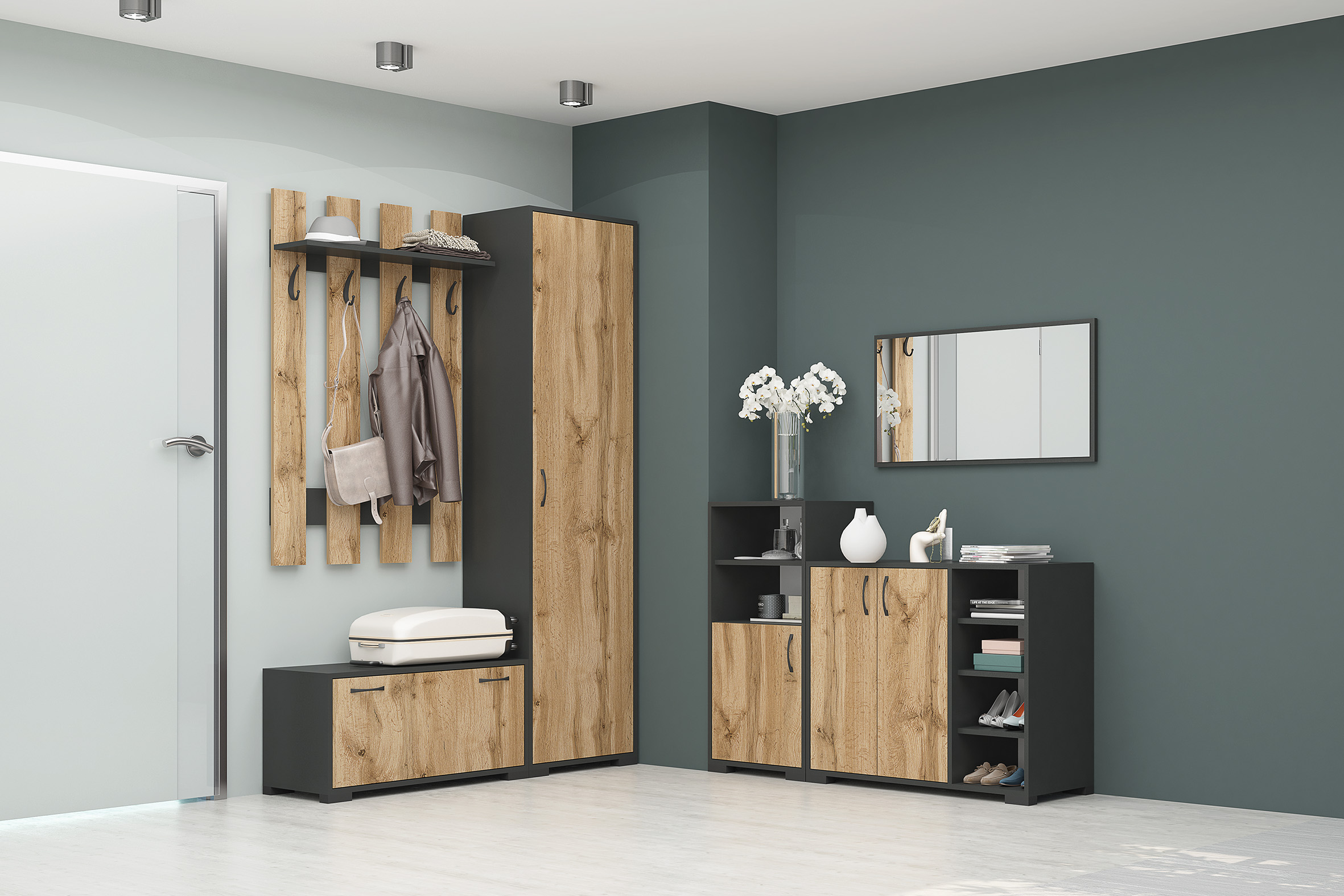 Cuier Denver 2, 265x35x193, stejar wotan/ antracit