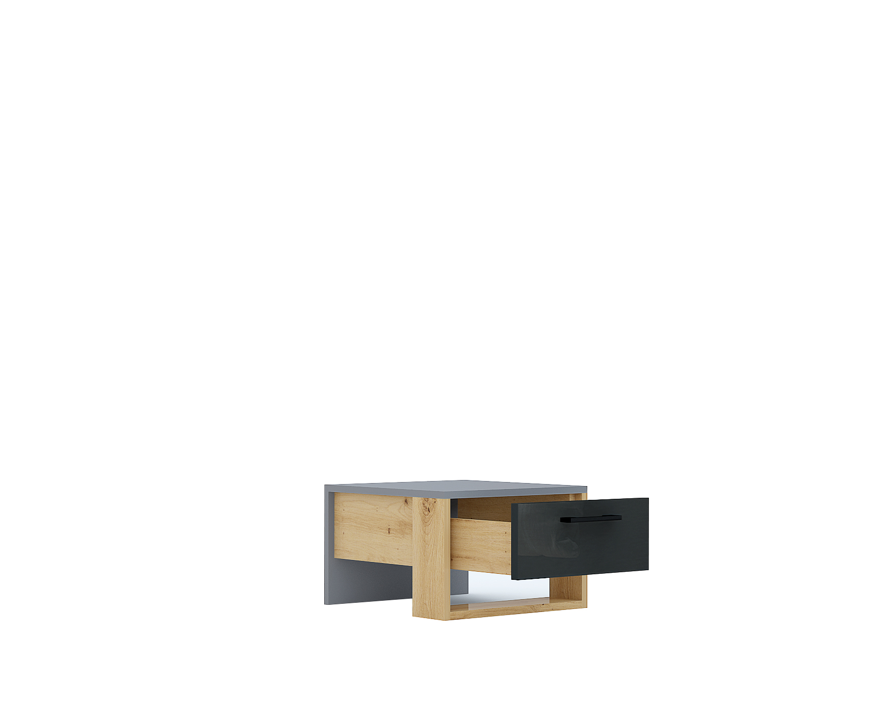 Noptiera Monza, 45x28x40, gri/ artizan/ antracit lucios - imagine 2