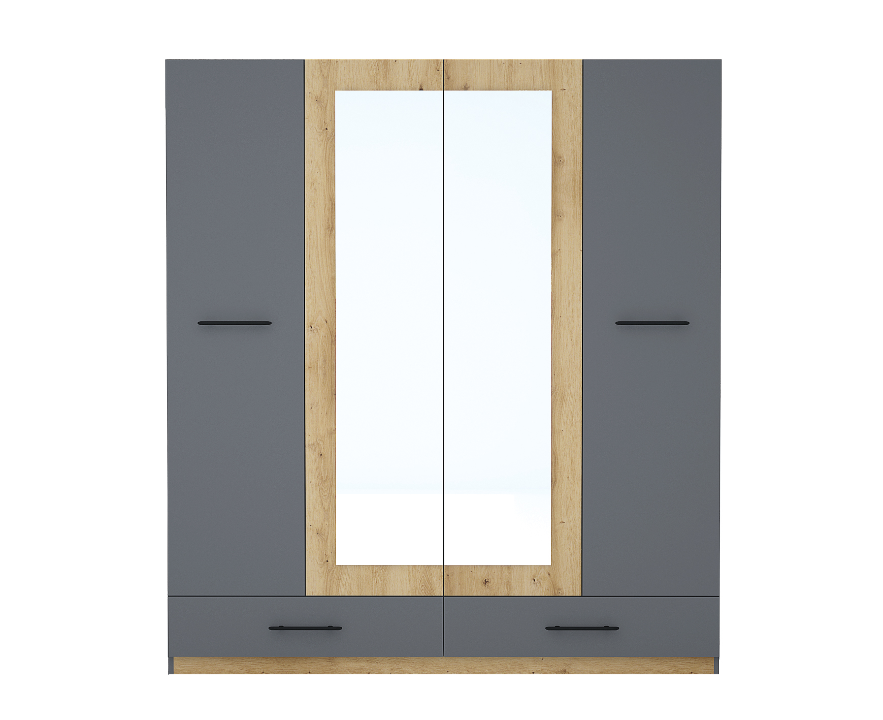 Dulap cu 4 usi si 2 sertare Prestige, 180x55x200, grafit/ artisan
