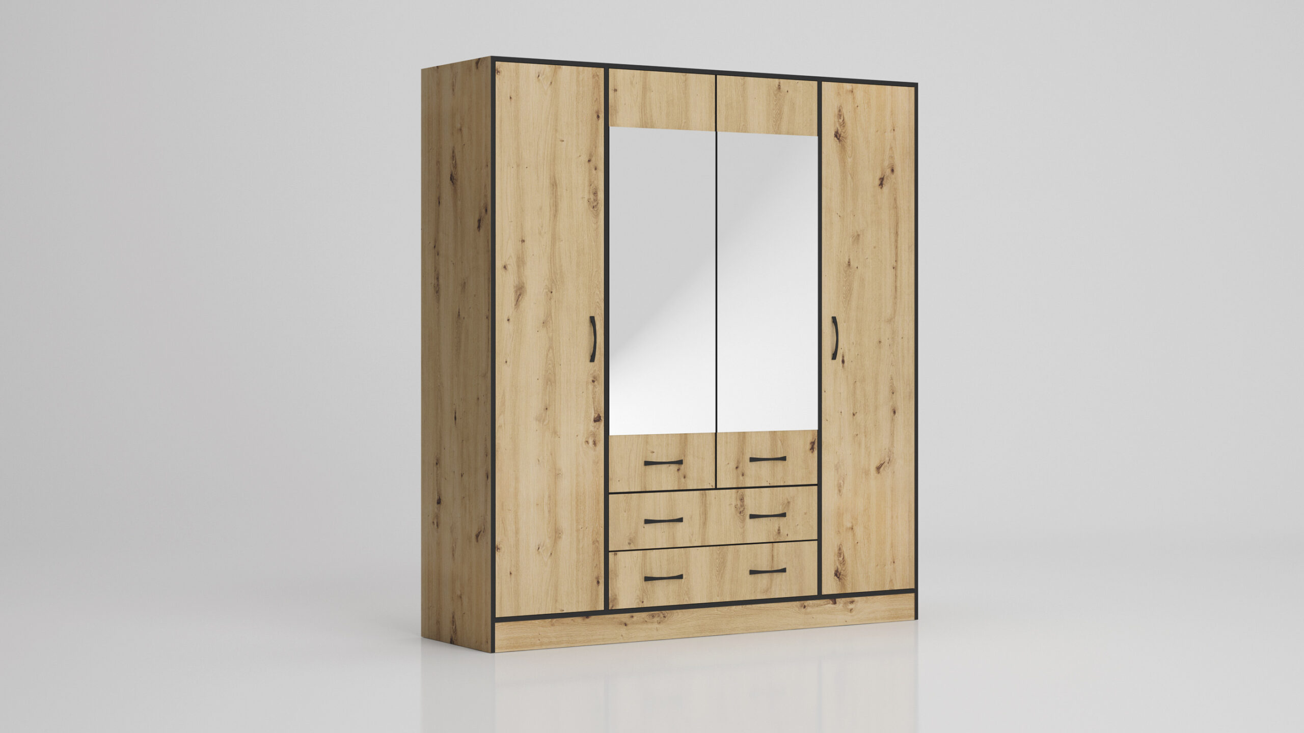Dulap Light, 180x52x210, 4 usi si 2 sertare, artisan - imagine 2