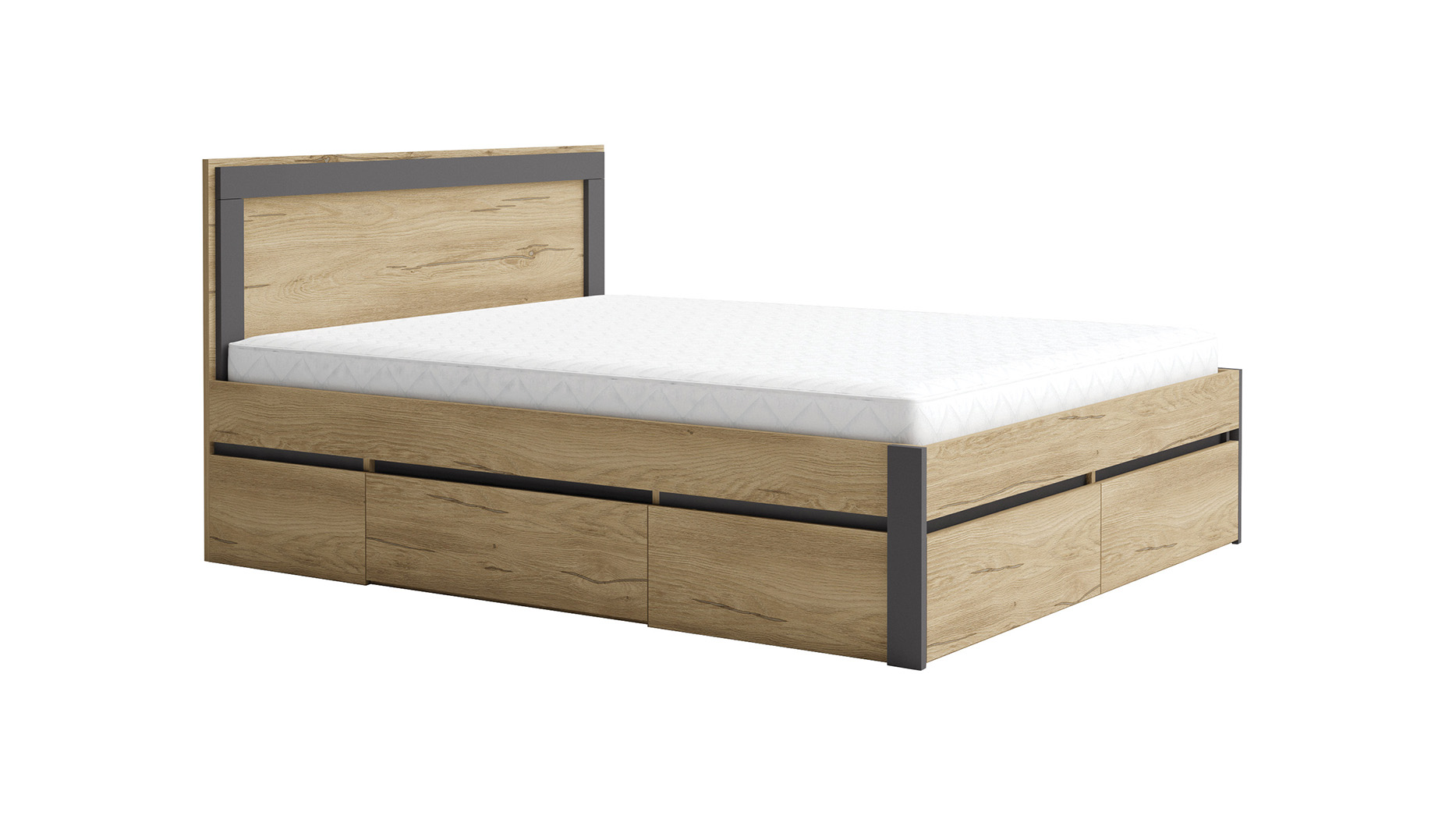 Pat dublu cu sertare Sorento MDF, 160x200, gold silverjack/ grafit
