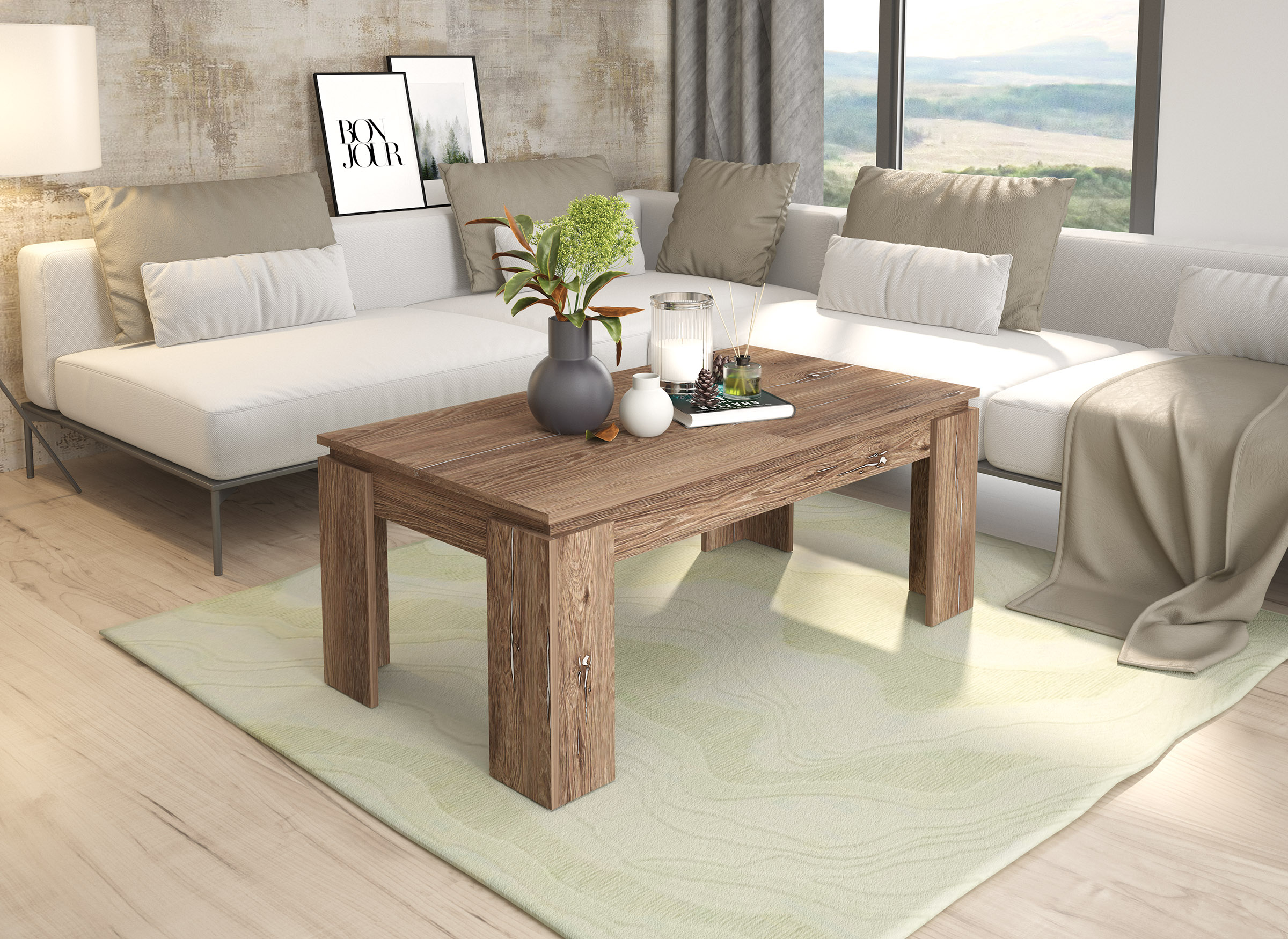 Masuta cafea extensibila Iren PR, 100(130)x60x55, brown silverjack