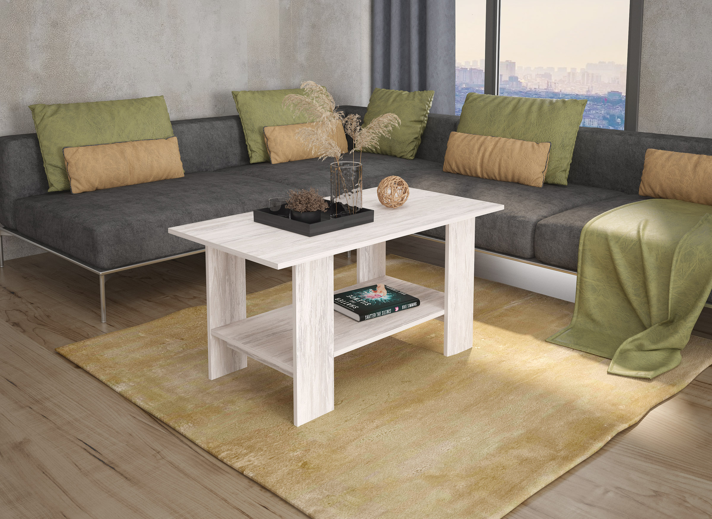 Masuta de cafea Mira, 100x55x55, blanco