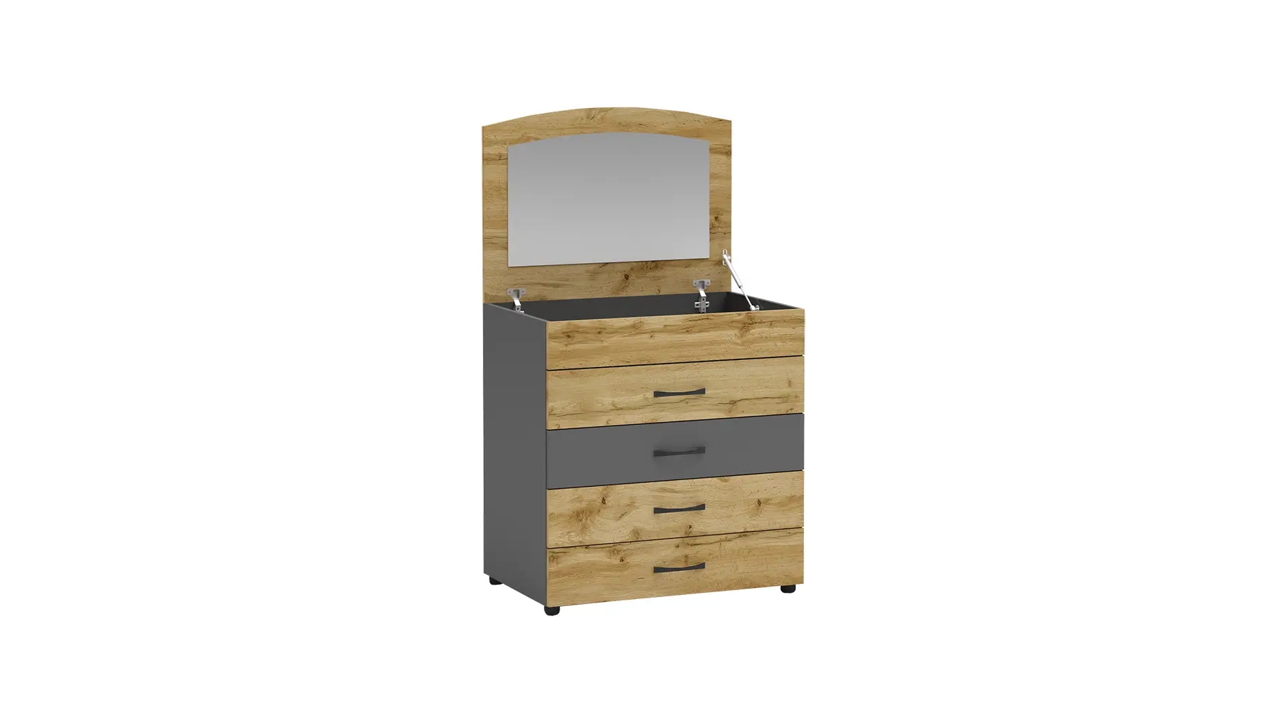 Comoda cu oglinda Apolo 1, 80x57x141, stejar wotan/ antracit