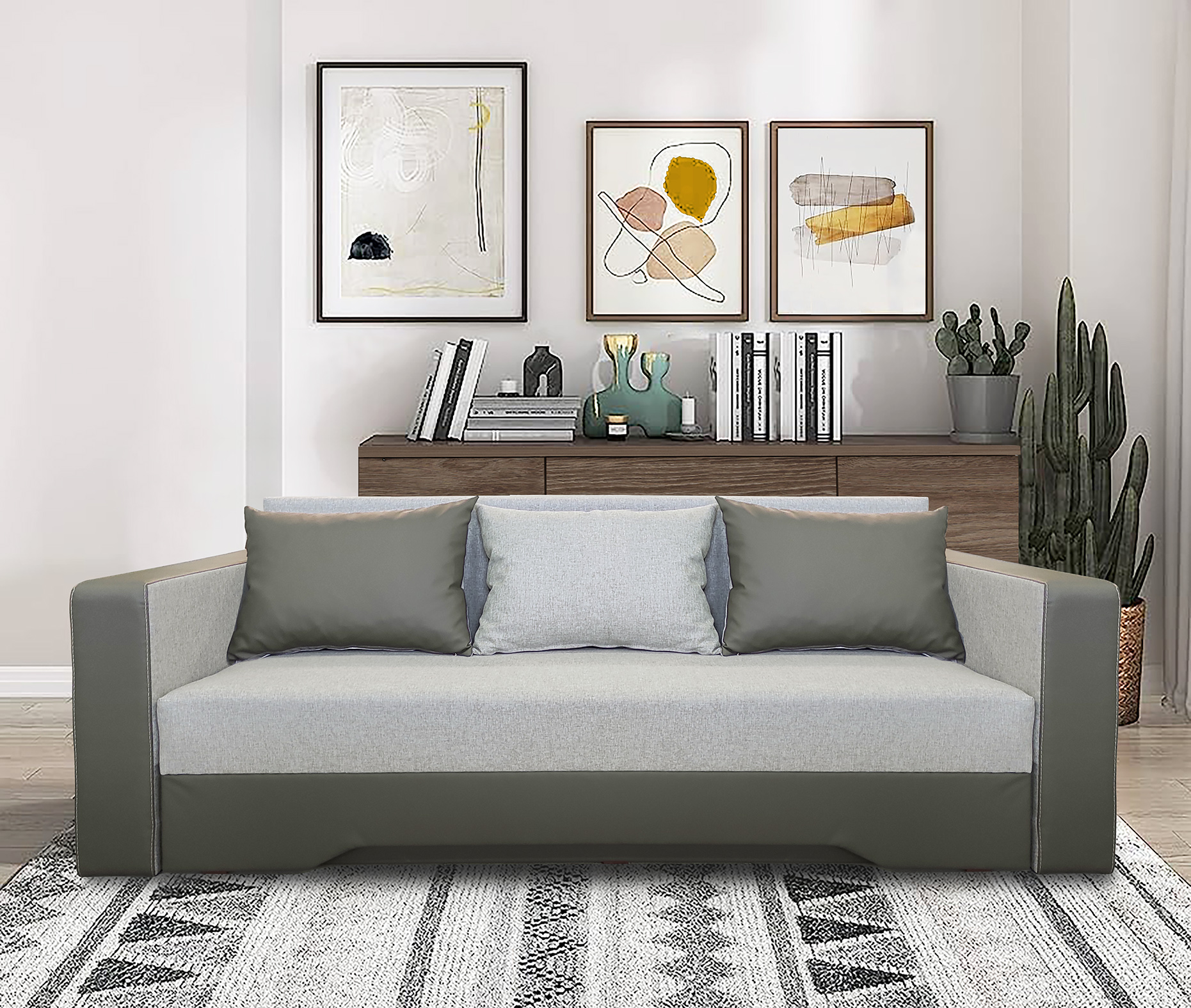 Canapea Adonis cu 3 locuri, 227x80x92, cobalt/ lars cappuccino