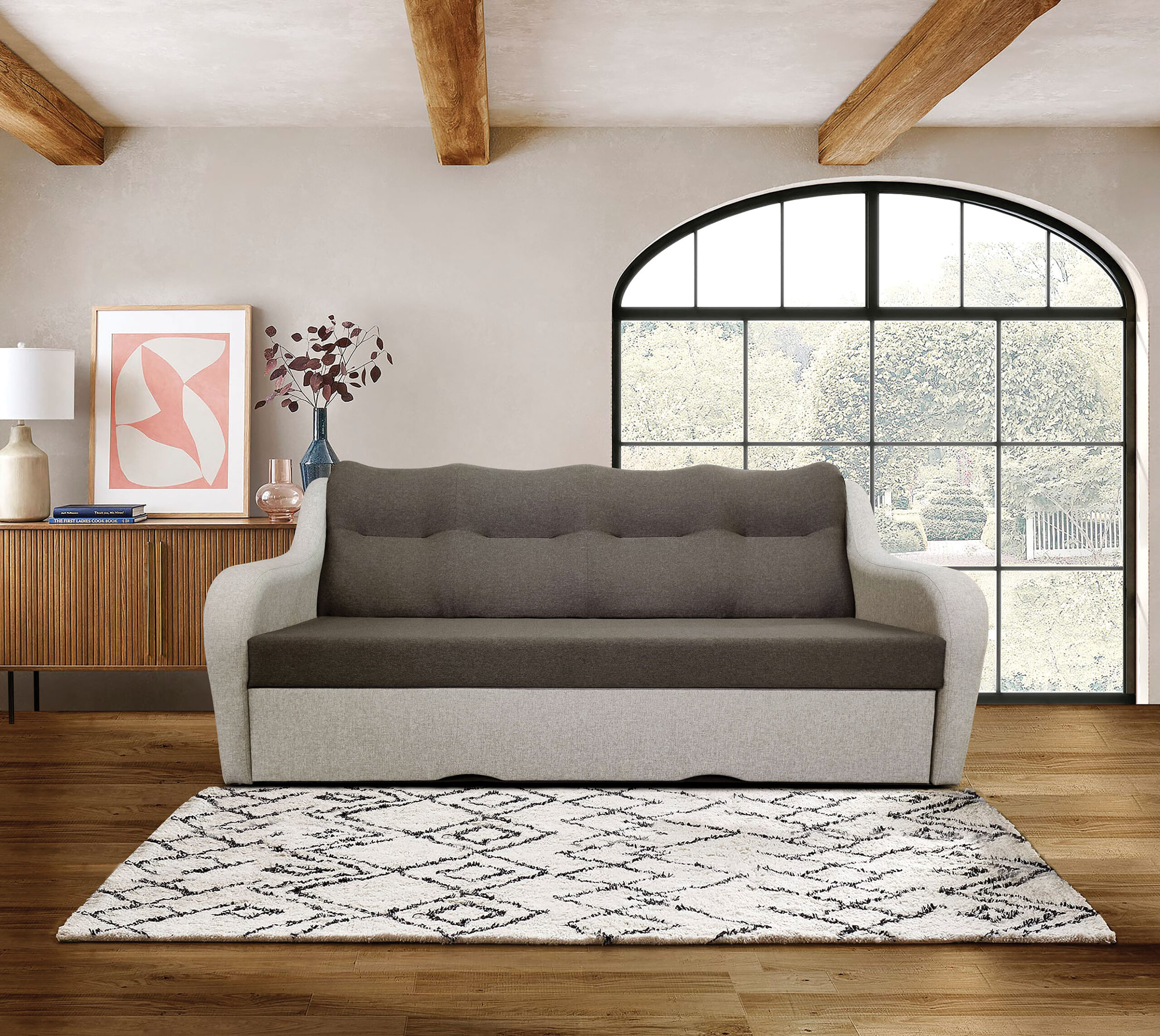 Canapea extensibila Apolo 24, 220x90x86, lars cappuccino/ lars brown