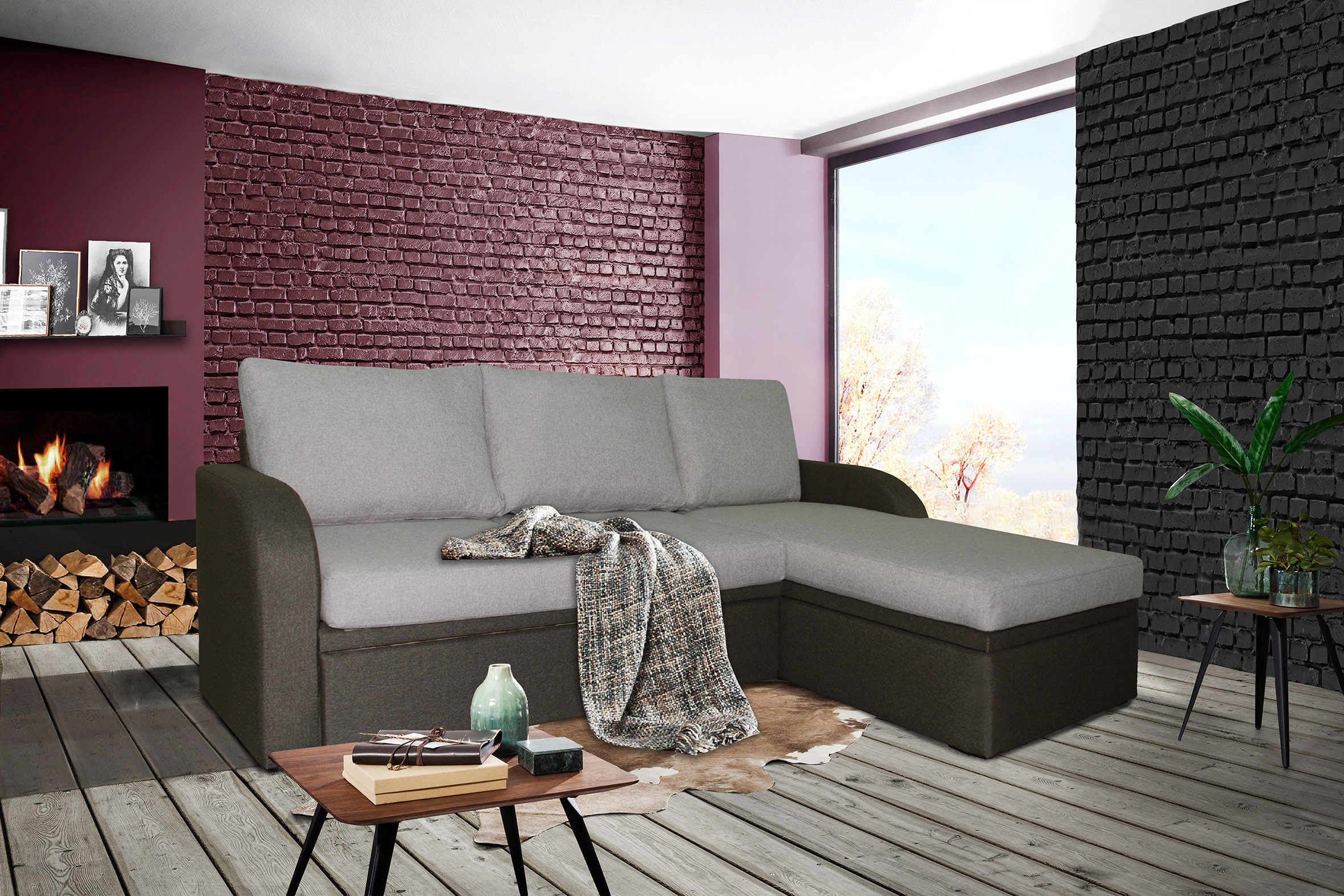 Coltar extensibil Marina SL cu 3 locuri, 210x146x75, lars brown/ lars cappuccino