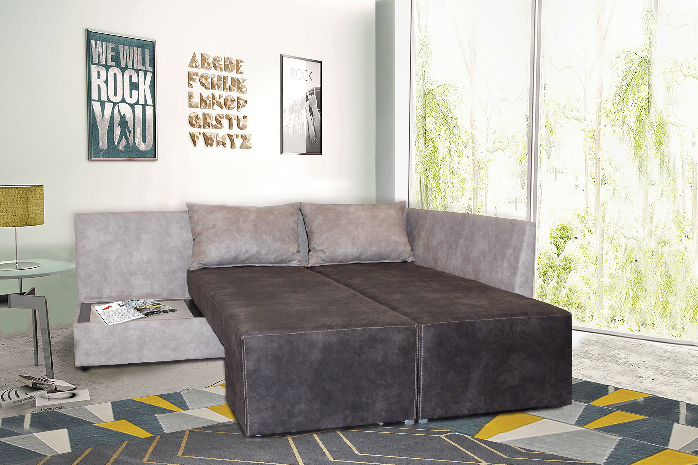 Coltar extensibil Milano, 275x205x78, macchiato/ lava - imagine 2