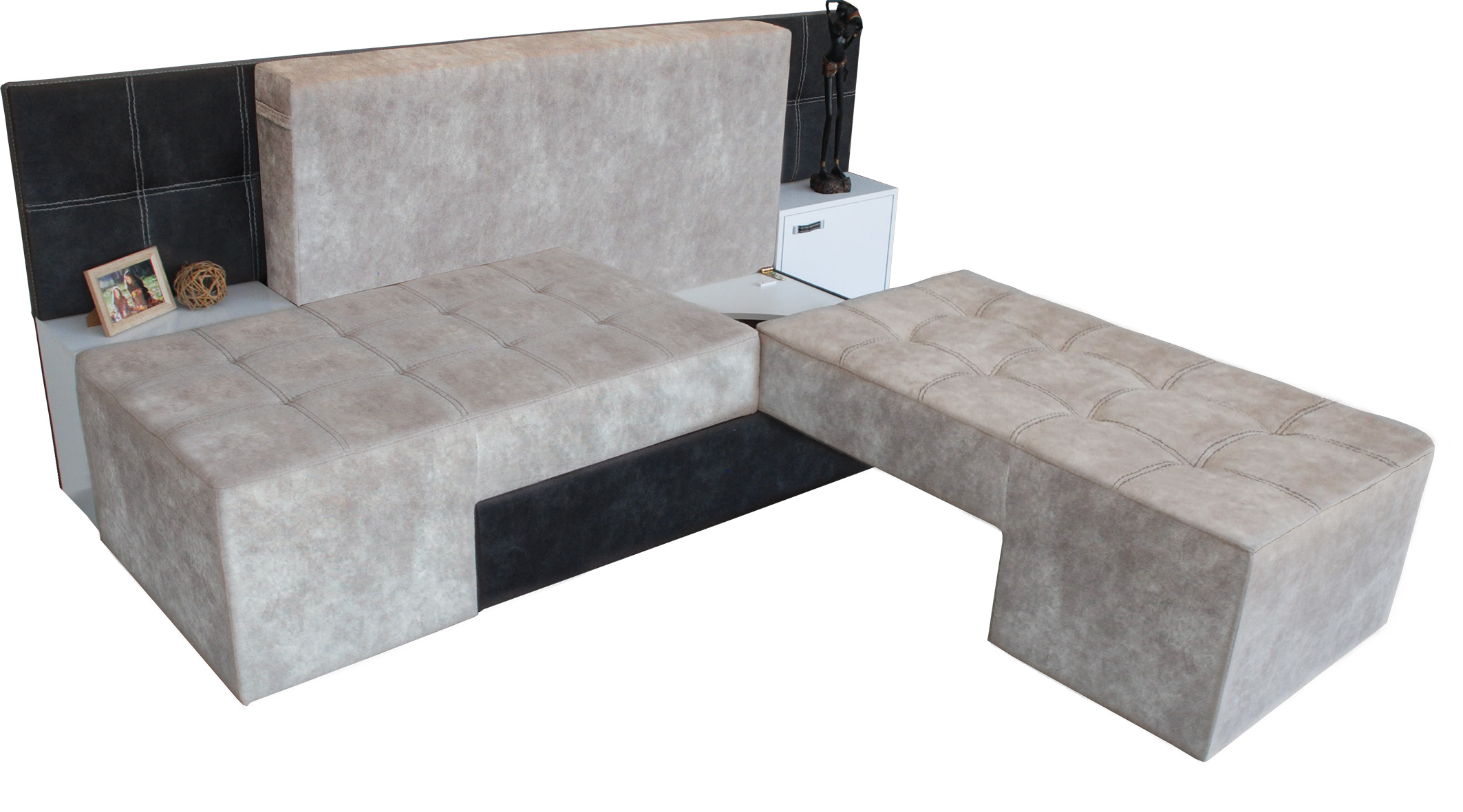 Canapea extensibila Seattle, 222x93x86, lava/ macchiato - imagine 7