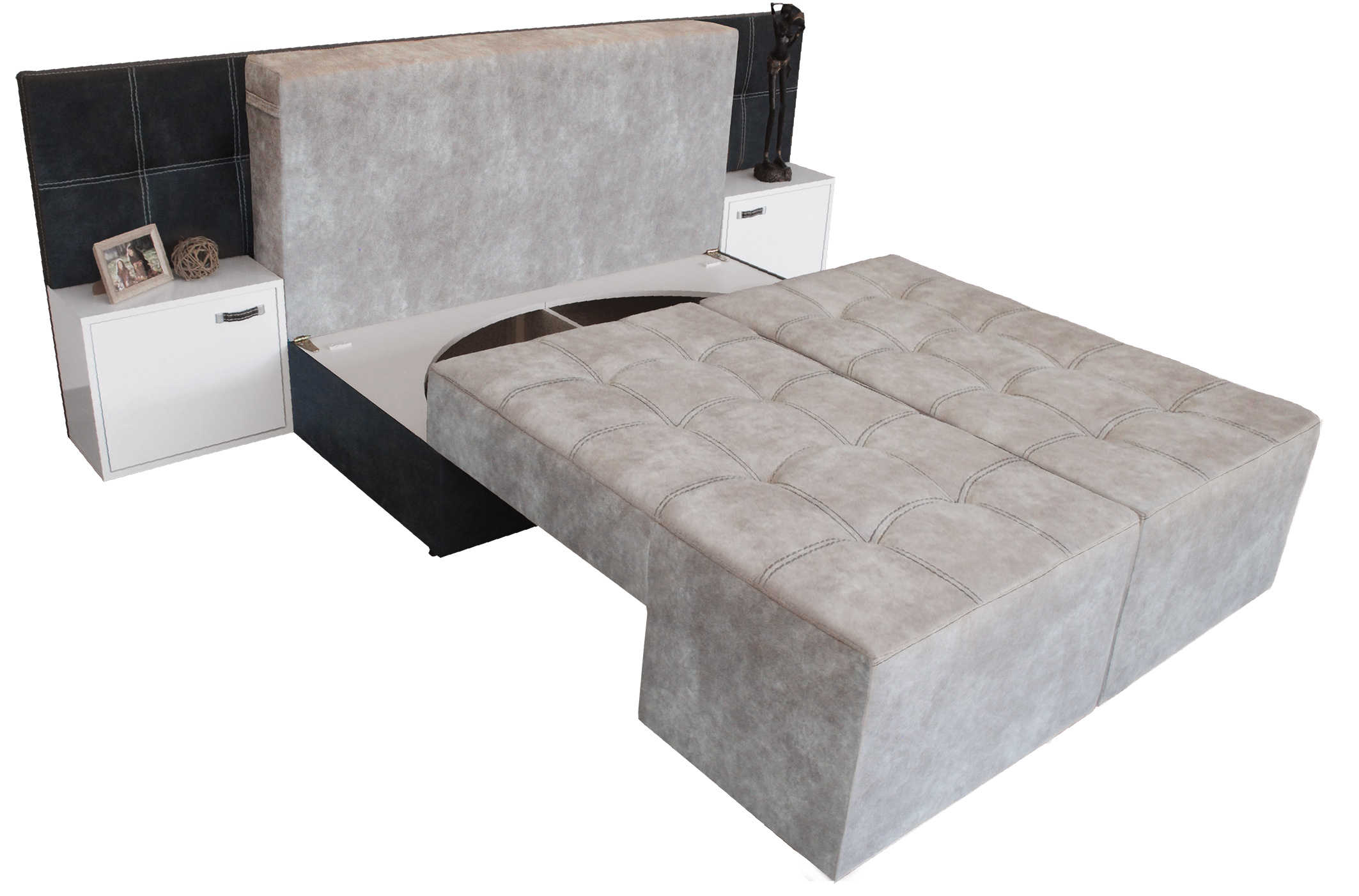 Canapea extensibila Seattle, 222x93x86, lava/ macchiato - imagine 6