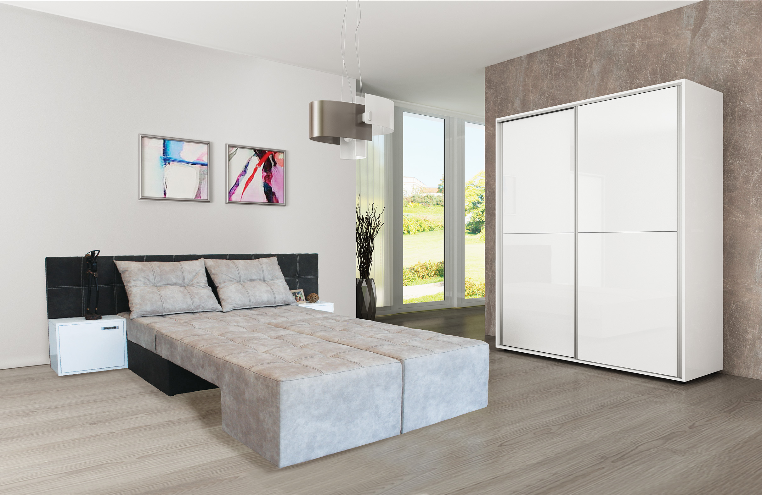 Canapea extensibila Seattle, 222x93x86, lava/ macchiato - imagine 2