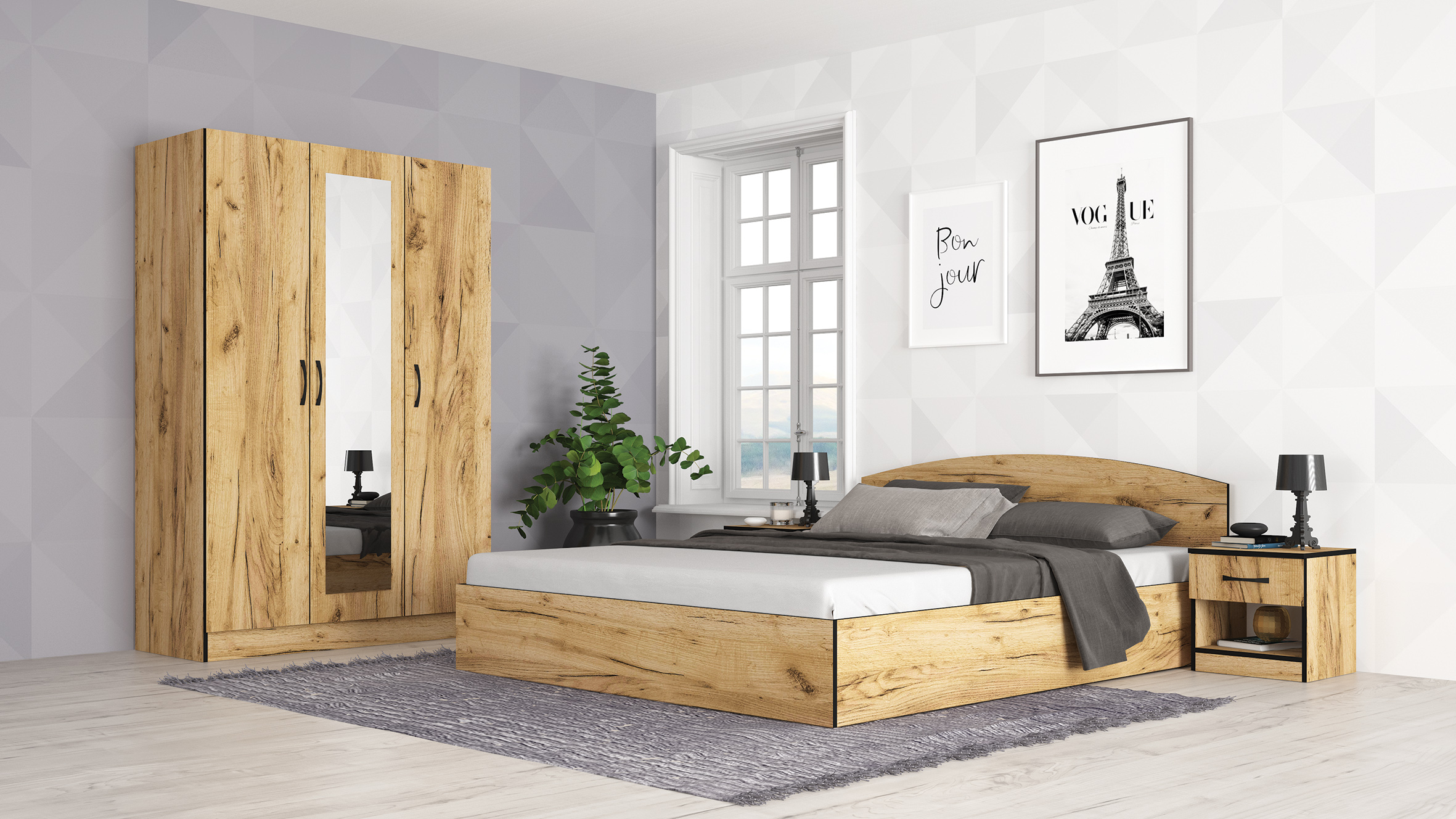 Set dormitor Apolo 3, craft gold