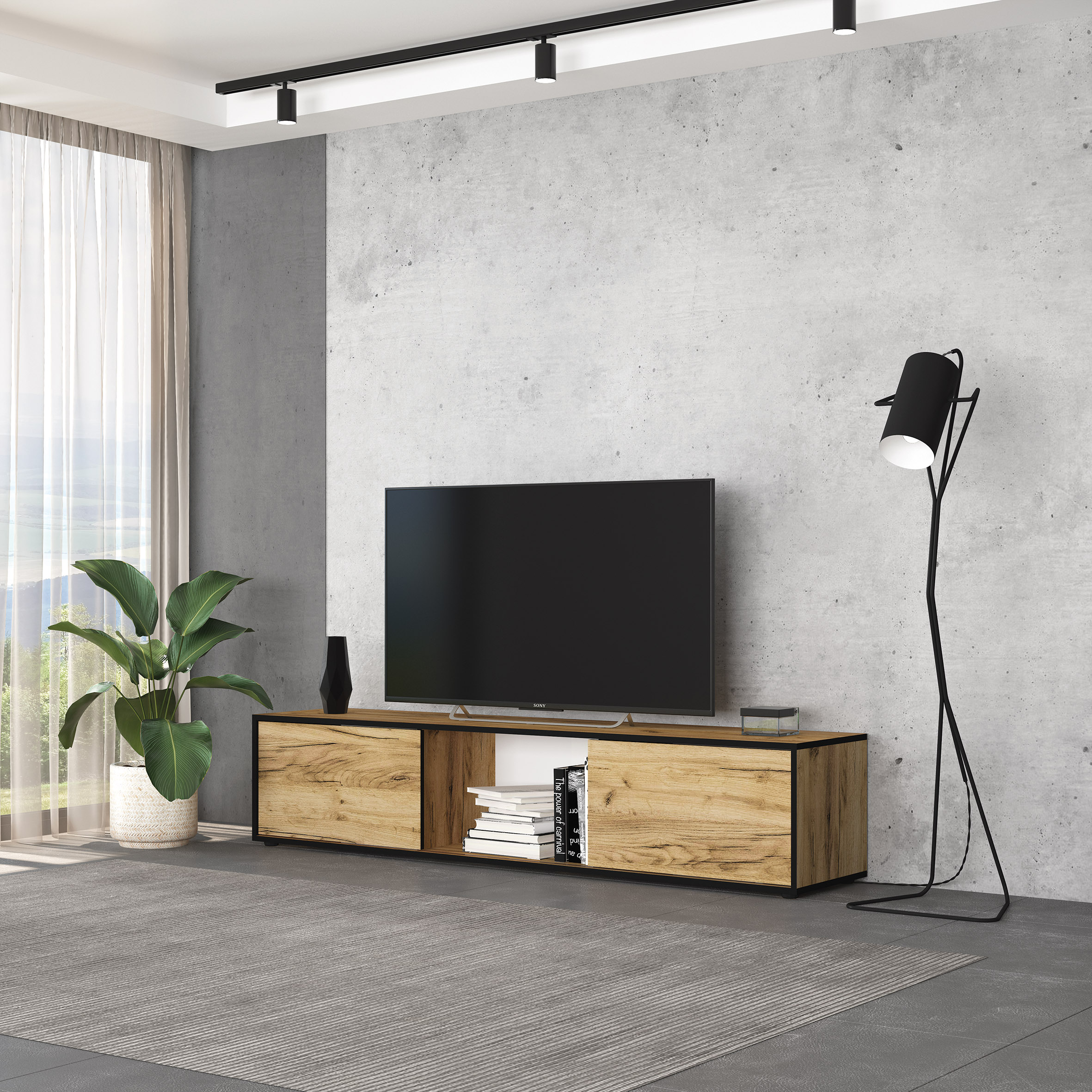 Comoda TV Alfa 100, 180x38x40, craft gold