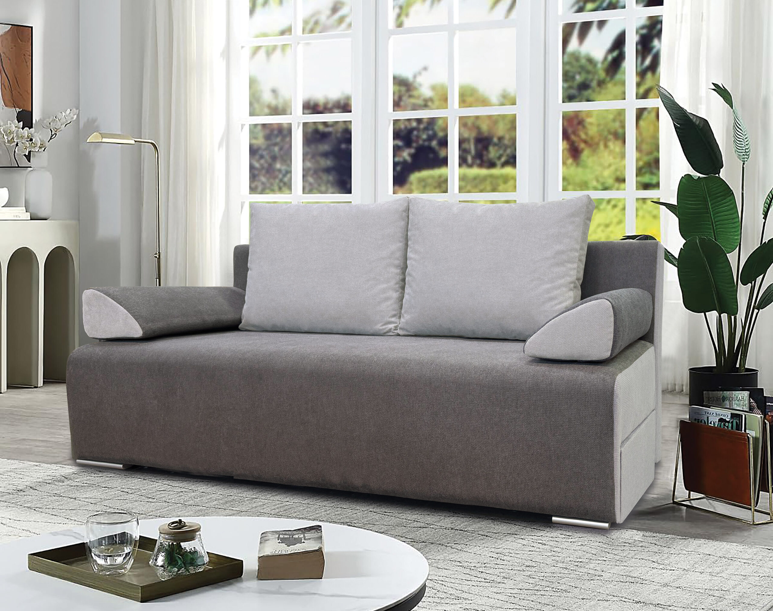 Canapea extensibila Valencia, 200x101x81 cm, gri crown deschis/ gri crown