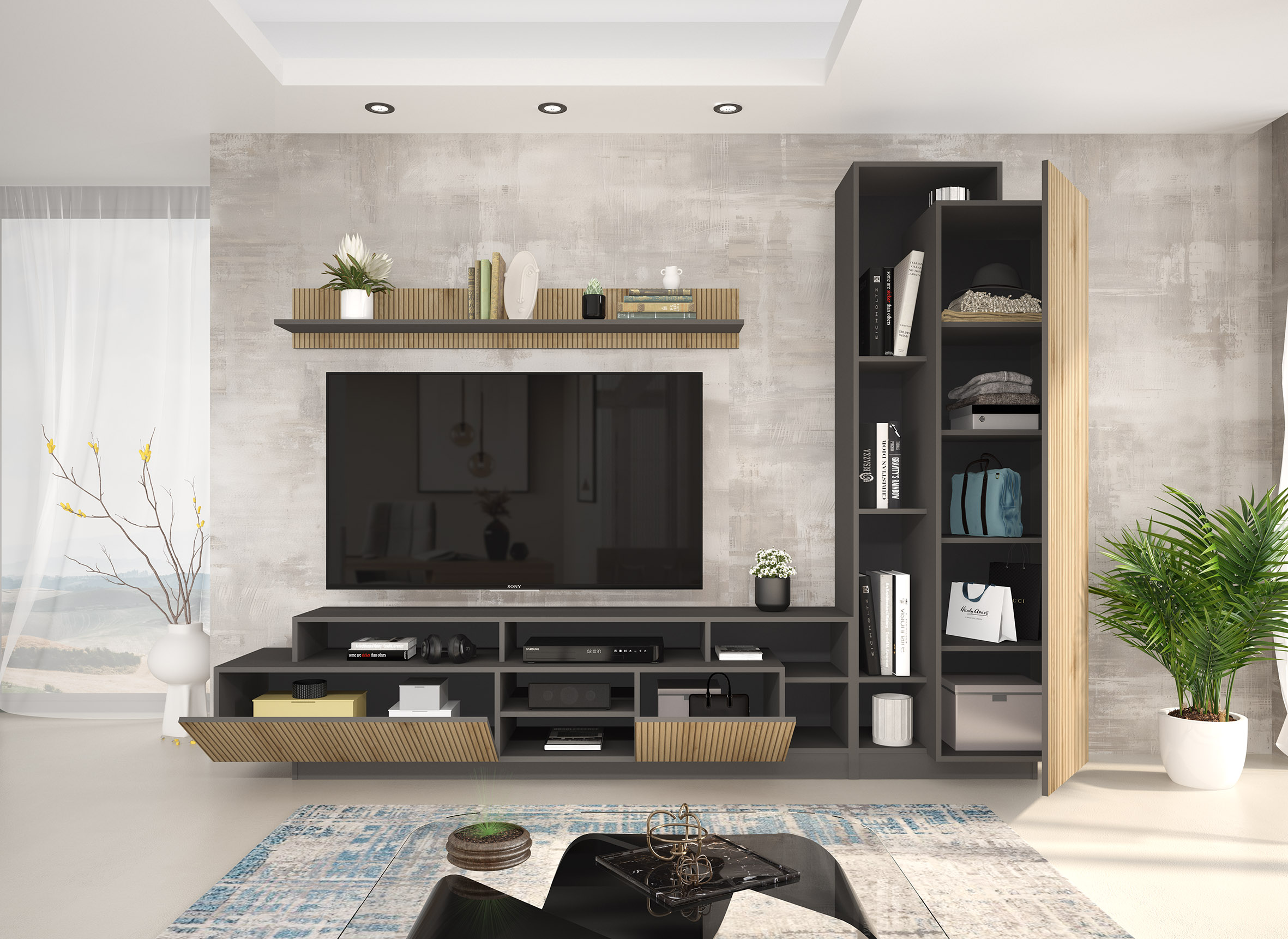 Living Julia, 260x190, grafit/ scortisoara strata - imagine 3