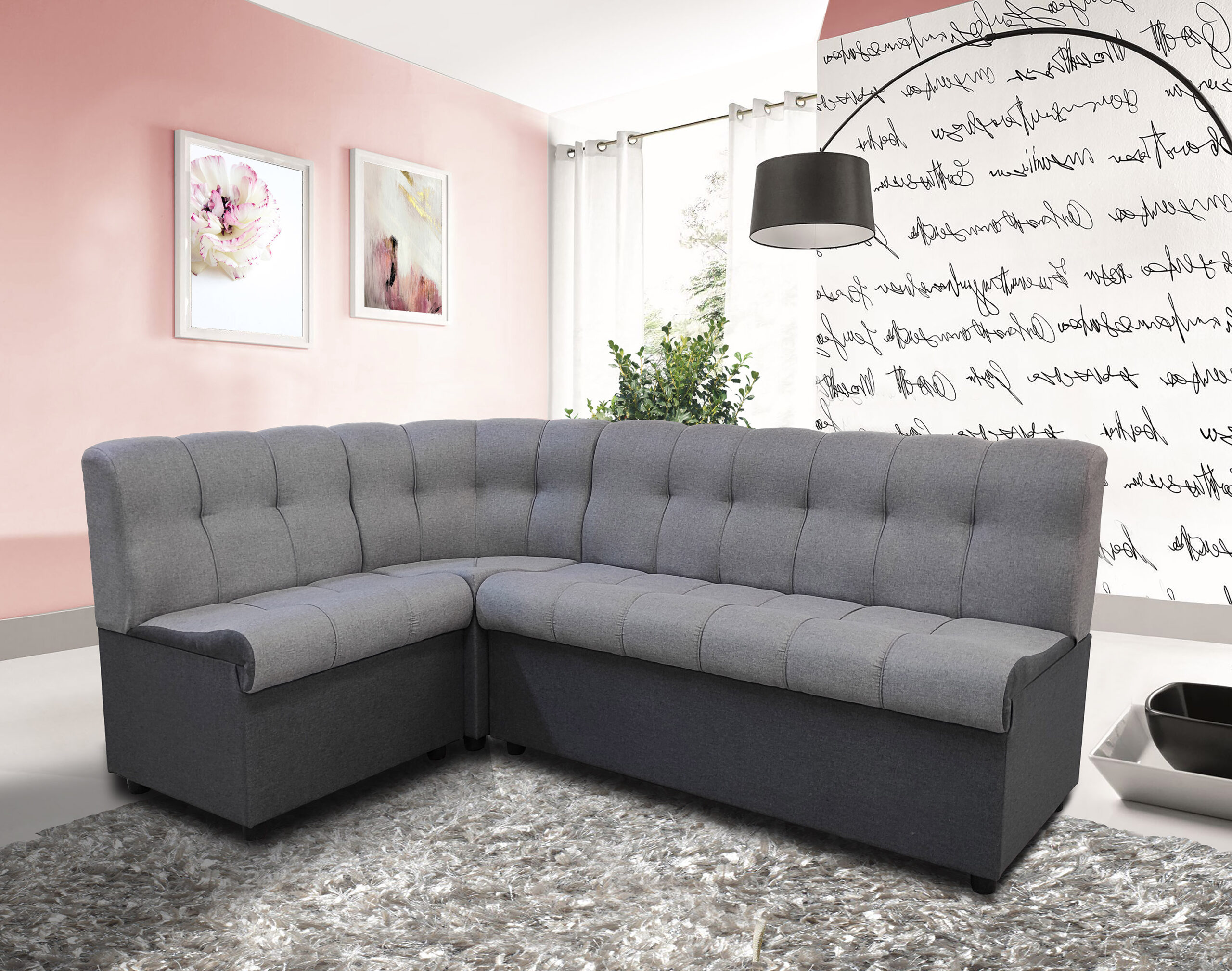 Colțar extensibil K3, 190x120x85, gri twist/ gri deschis