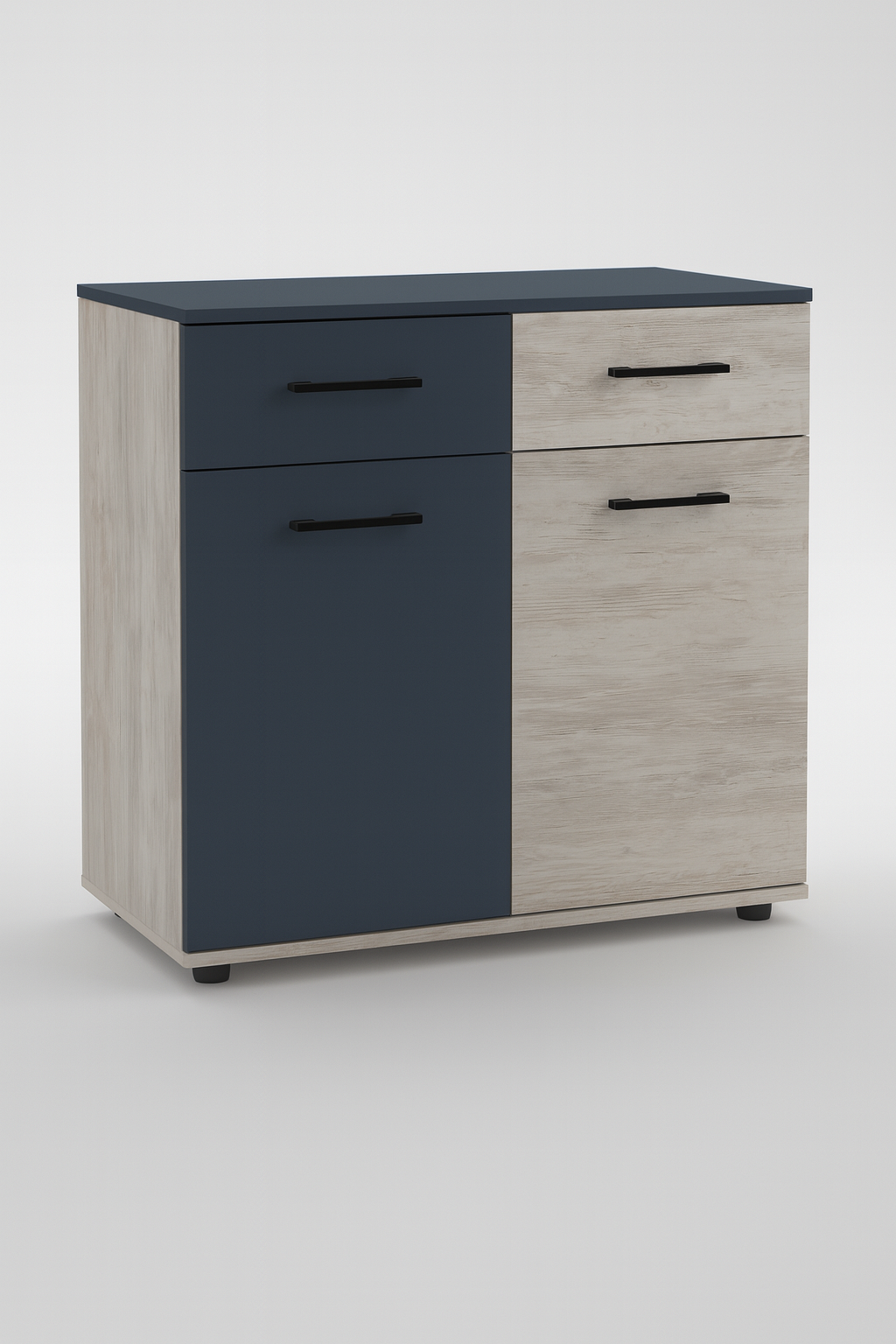 Comoda Royal, 85x79, stejar blanco / antracit lucios